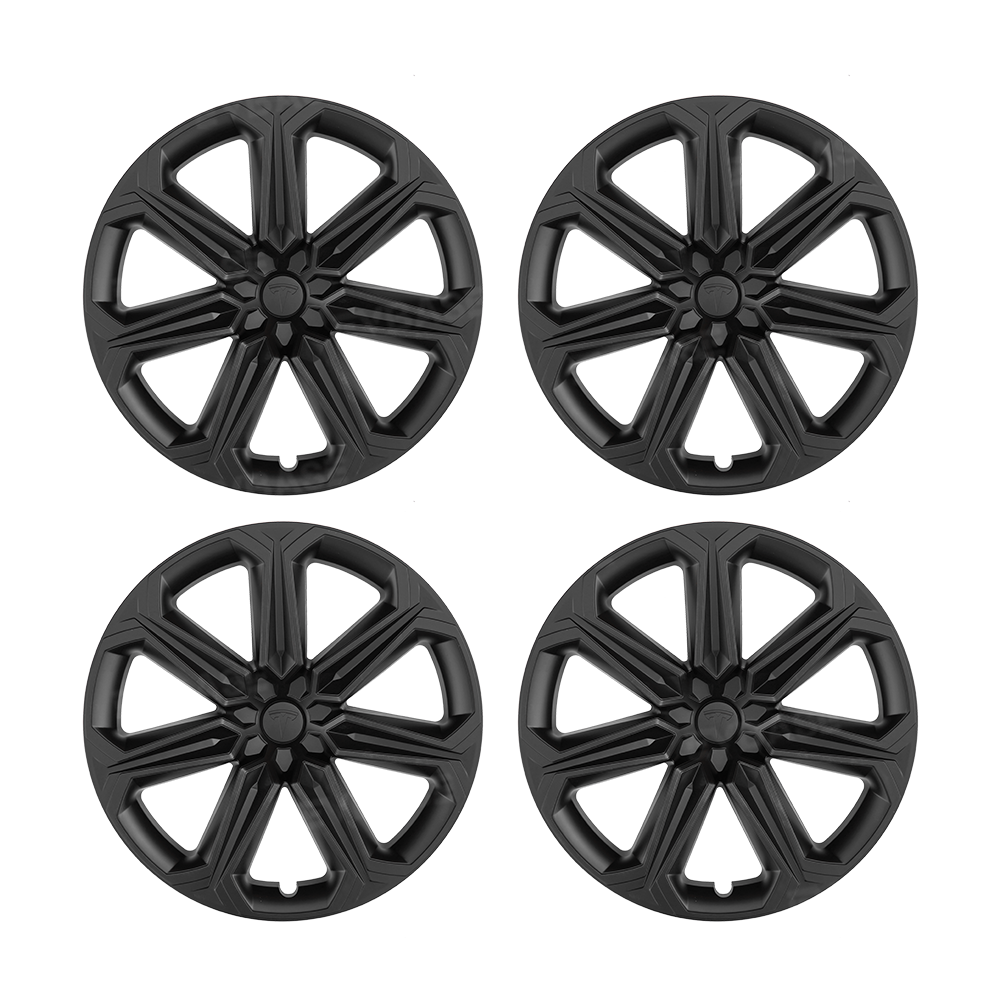 Tesla Model Y 19 Inch Wheel Covers - Full Wrapped ABS Hub Caps (Matte Black, 4PCS) for Enhanced Style & Protection - Perfect for Daily Commuting & Road Trips