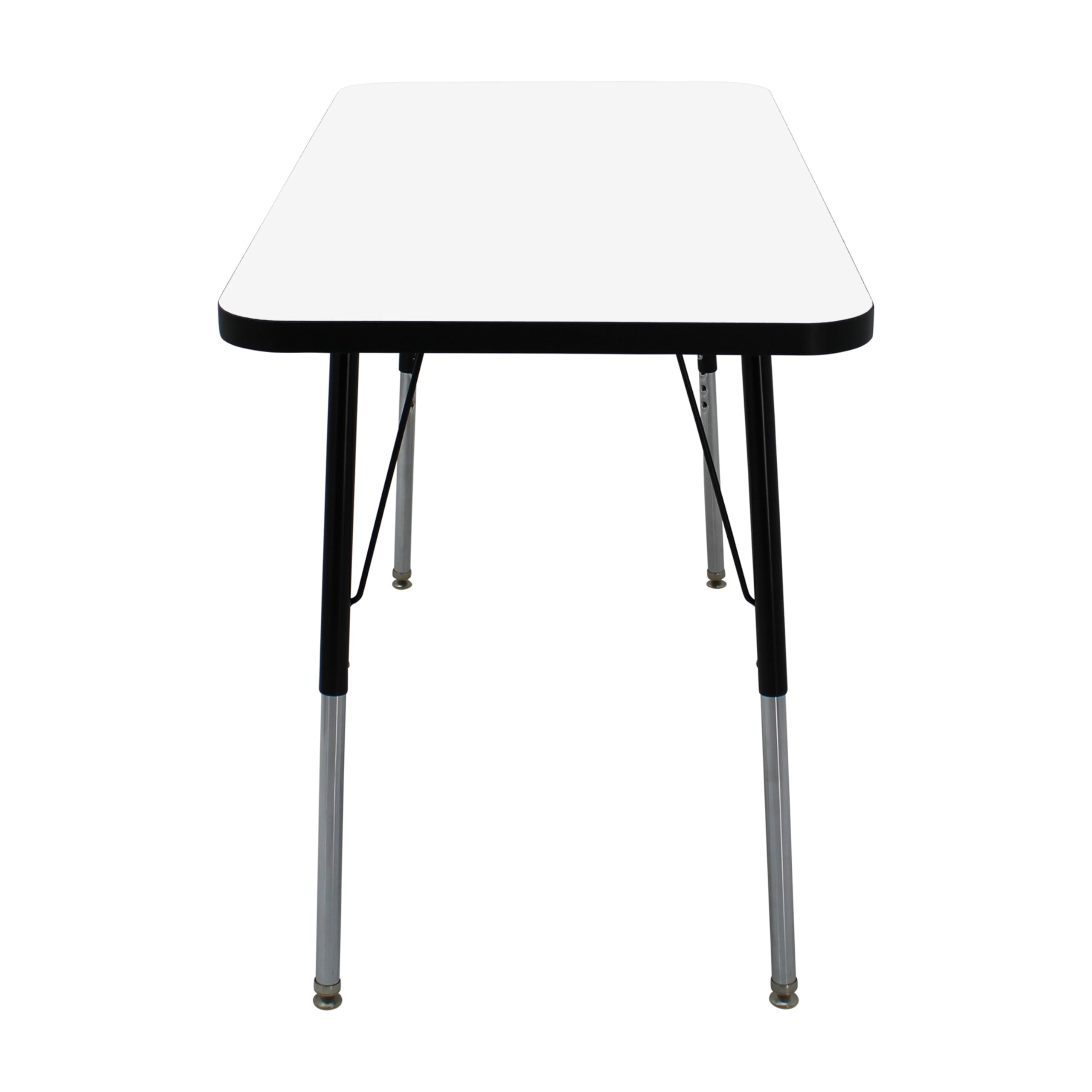 FDP 24x48 Inch Adjustable Height Dry-Erase Activity Table - Whiteboard Top with Black Edge for School, Office & Home - Swivel Glide Standard Legs (19-30