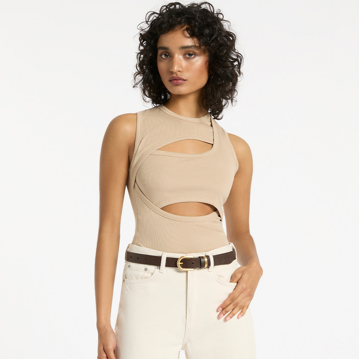 Over and Over Belt - Adjustable Waist Belt in Chocolate Brown & Gold for Women | Perfect for Jeans, Dresses, and Casual Outfits