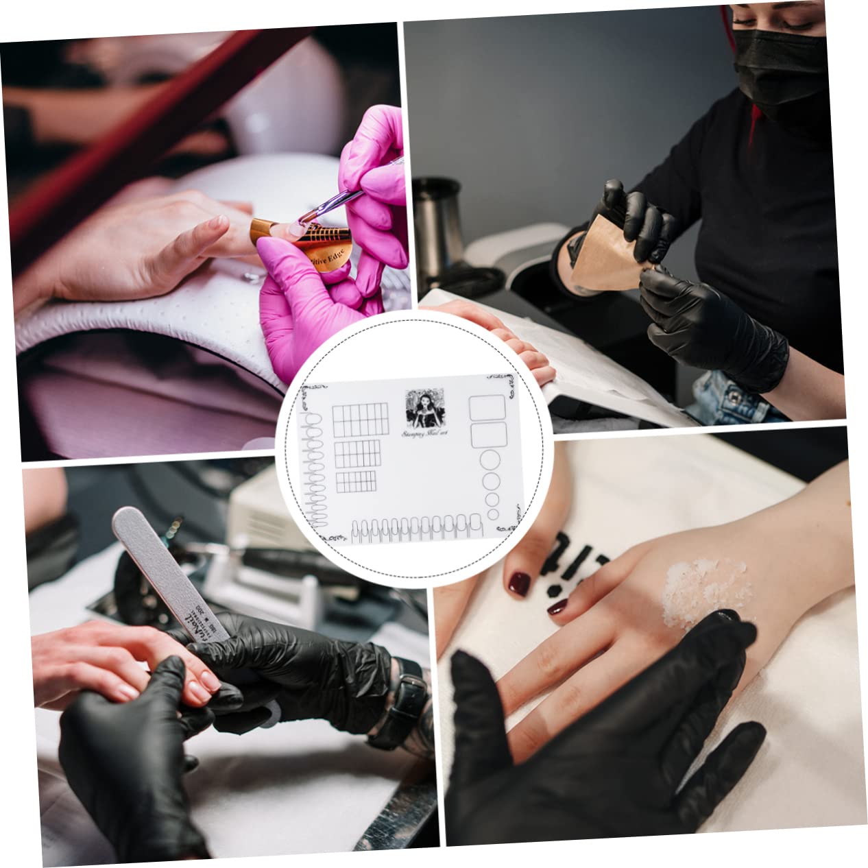 FOMIYES Silicone Manicure Mat for Nail Art Stamping - Non-Slip Nail Polish Coloring Pad with Sticker Guide - Perfect for DIY Nail Designs at Home & Salon Use