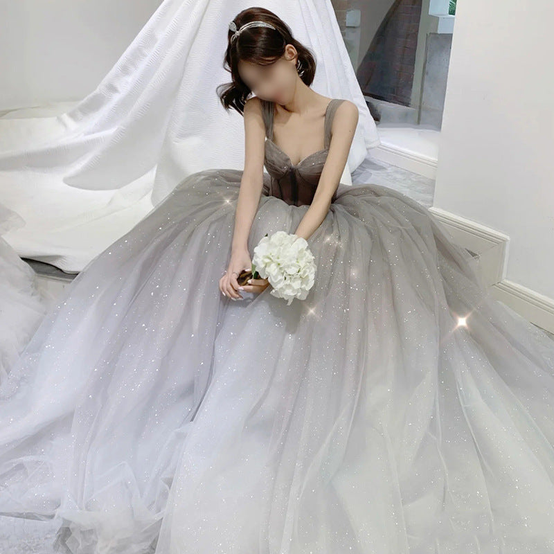 Sparkly Gradient Gray Long Prom Dress - A-Line Evening Gown with Sequins for Homecoming, Formal Events & Special Occasions