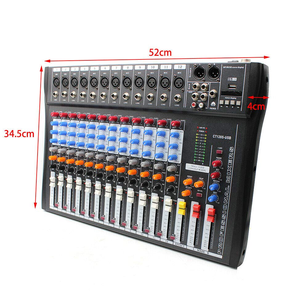 Professional Audio Mixer Amplifier - 8-Channel DJ Sound Mixing Board for Live Streaming, Studio Recording & Podcasting | Perfect for Home Studios, Church Events & Live Performances