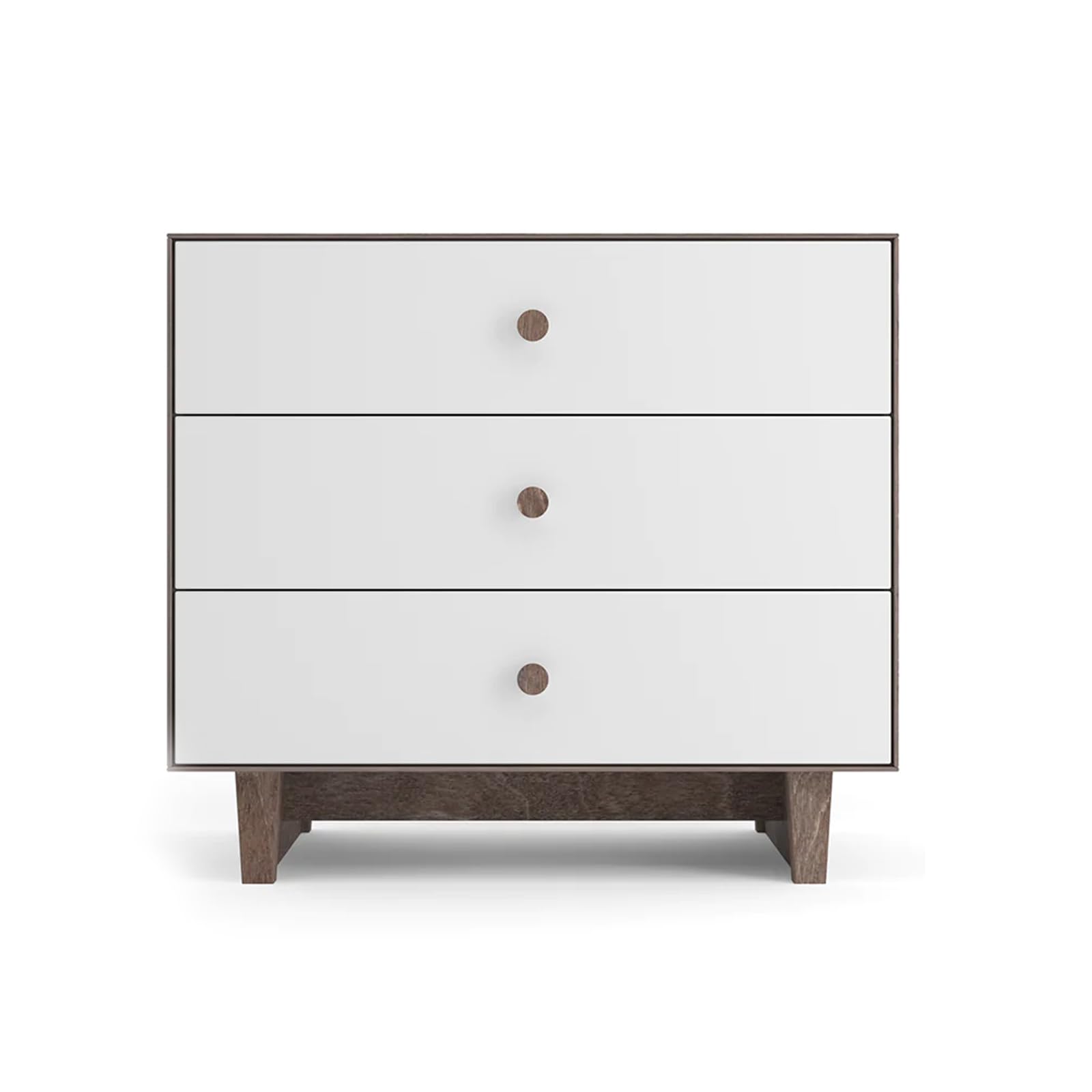 Rhea 3 Drawer Wooden Dresser with Walnut/White Finish - Perfect for Bedroom, Nursery, or Closet Storage Organization