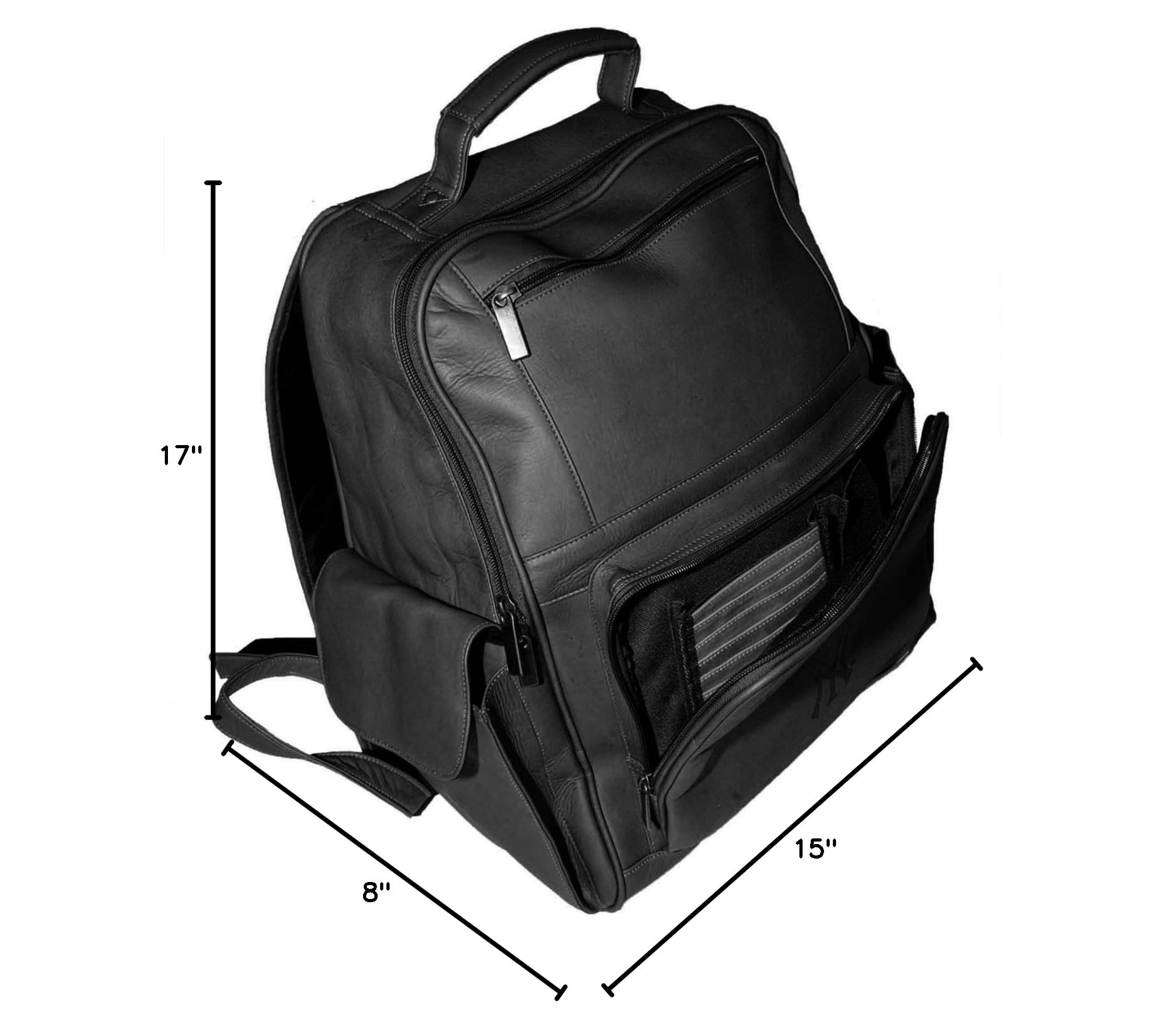 NBA Black Leather Large Laptop Backpack for Men & Women - Durable 17 Inch Computer Bag for Work, School, Travel & Gym - Spacious Business Backpack with USB Charging Port