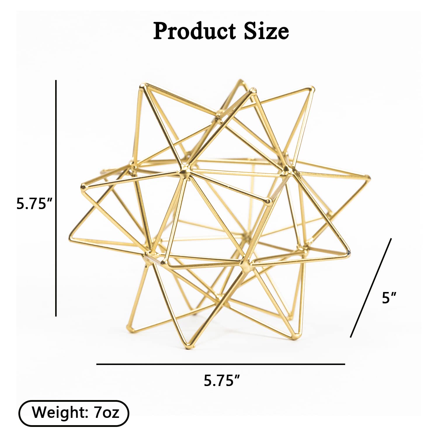 3D Gold Metal Geometric Table Top Sculpture - Abstract Home Decor for Living Room, Office & Bedroom | Modern Art Decorations for Desks, Shelves & Coffee Tables