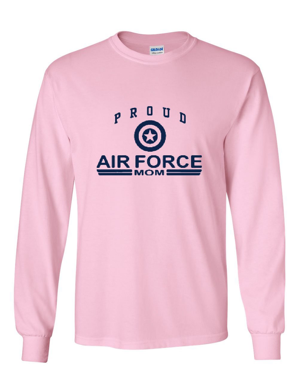 Proud Air Force Mom Long Sleeve T-Shirt - Military Apparel for Women - Perfect for Air Force Graduation, Homecoming & Military Family Events