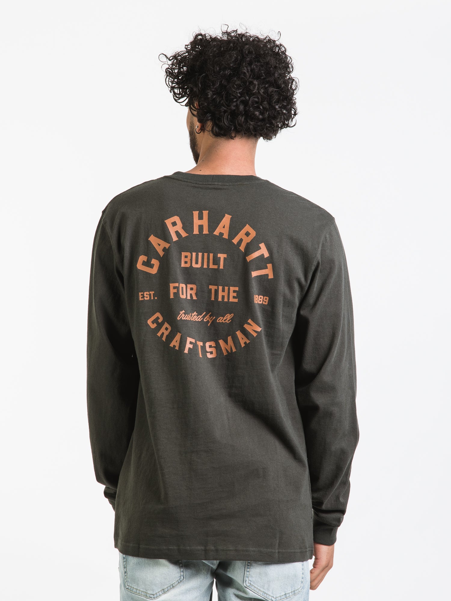 Carhartt Men's Long Sleeve Pocket T-Shirt with Craftman Graphic Print - Comfortable Workwear Tee for Construction, DIY Projects & Outdoor Activities