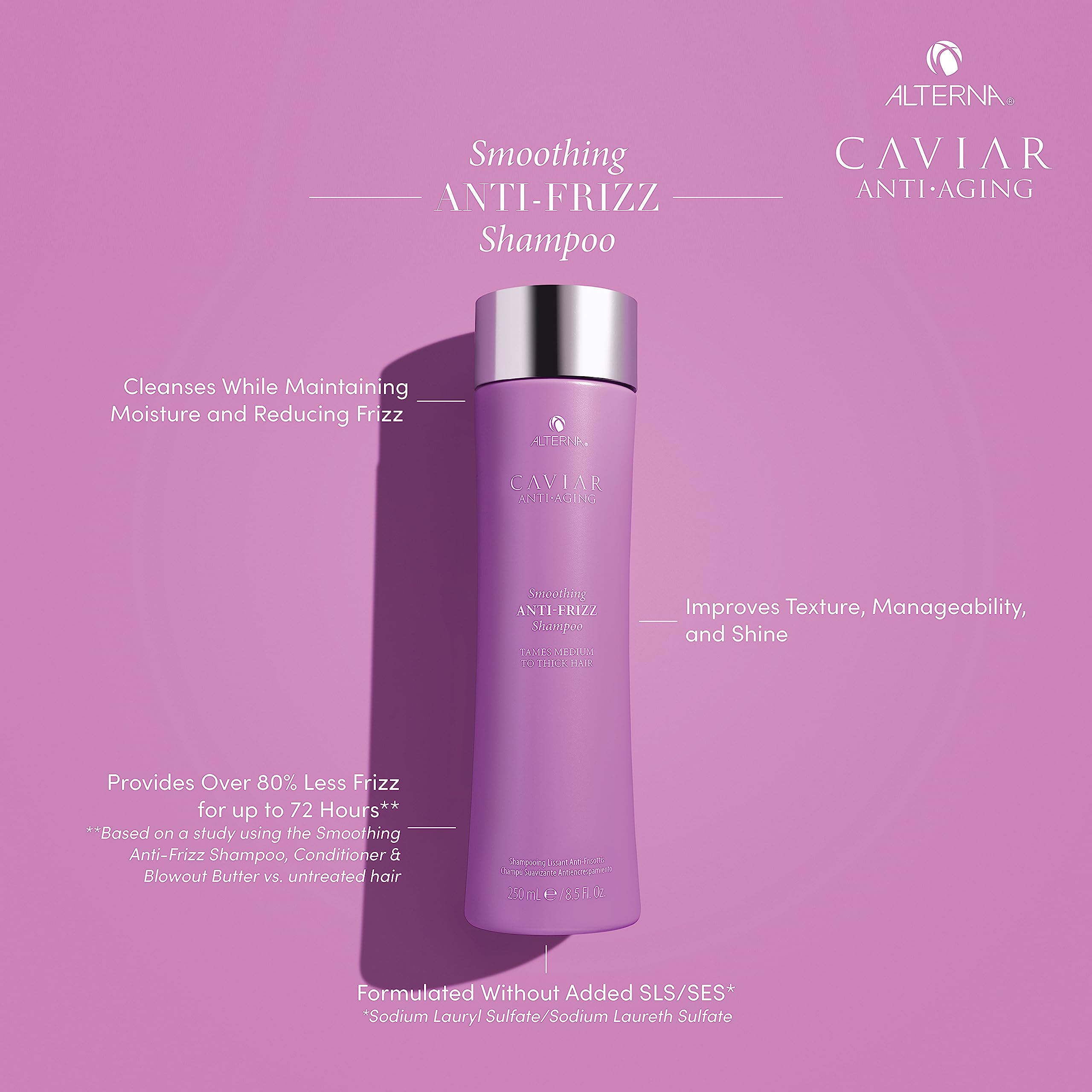 CAVIAR Anti-Aging Smoothing Anti-Frizz Shampoo for Medium to Thick Hair | Sulfate-Free Formula | Reduces Frizz & Enhances Shine | Perfect for Daily Hair Care & Salon-Quality Results at Home