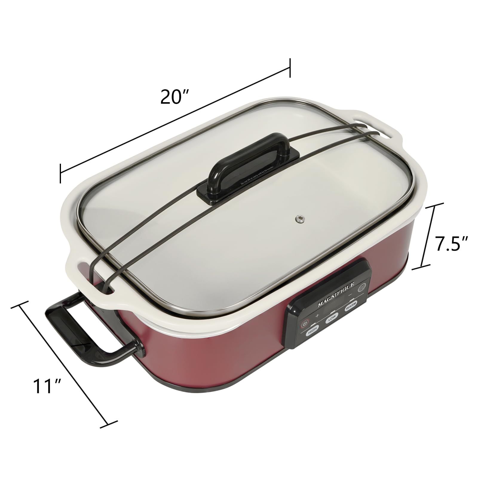 Premium 4 Quart Digital Slow Cooker with Ceramic Pot - Oven & Dishwasher Safe Casserole Dish (Red) - Perfect for Family Dinners, Meal Prep & Holiday Cooking