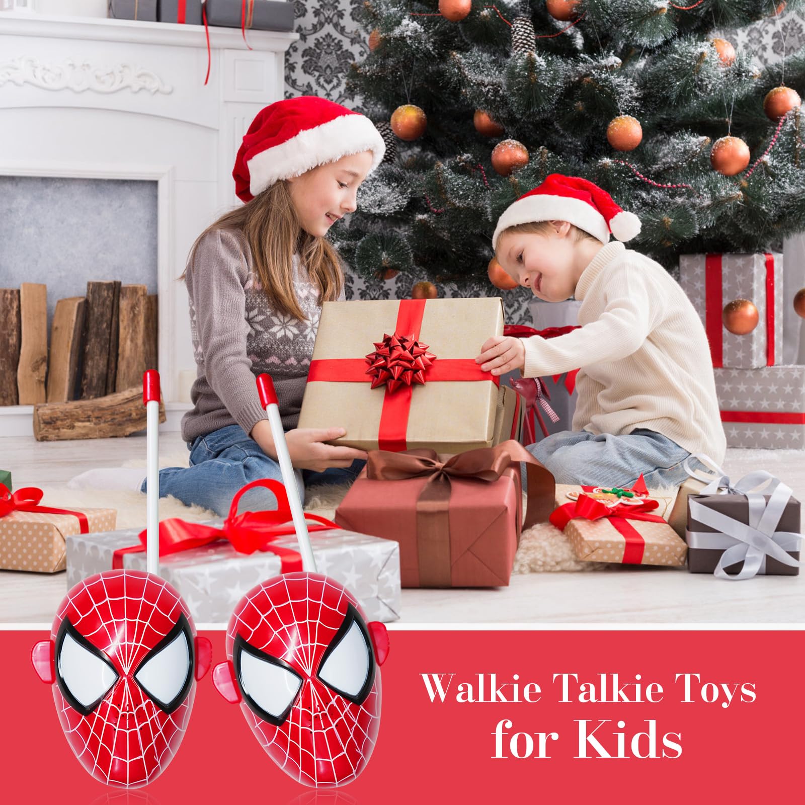 Spider Walkie Talkies for Kids - 2 Pack Rechargeable Walkie Talkies for Boys & Girls, Indoor Outdoor Adventure Toys, Perfect Birthday Gifts for Children (Great for Camping, Hiking & Backyard Games)