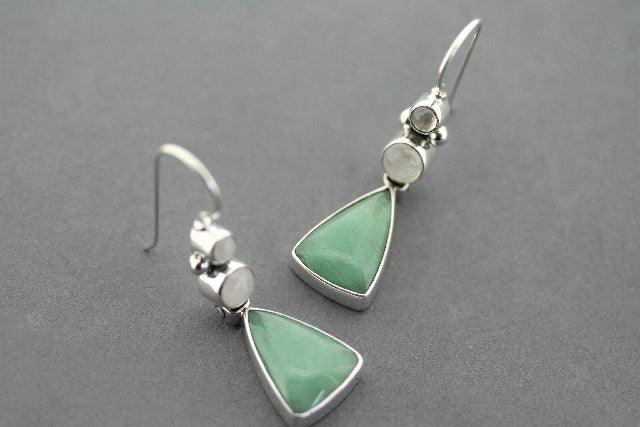 Aventurine & Moonstone Hula Hoop Earrings – Boho Chic Dangle Earrings for Women – Perfect for Festivals, Parties, and Everyday Wear