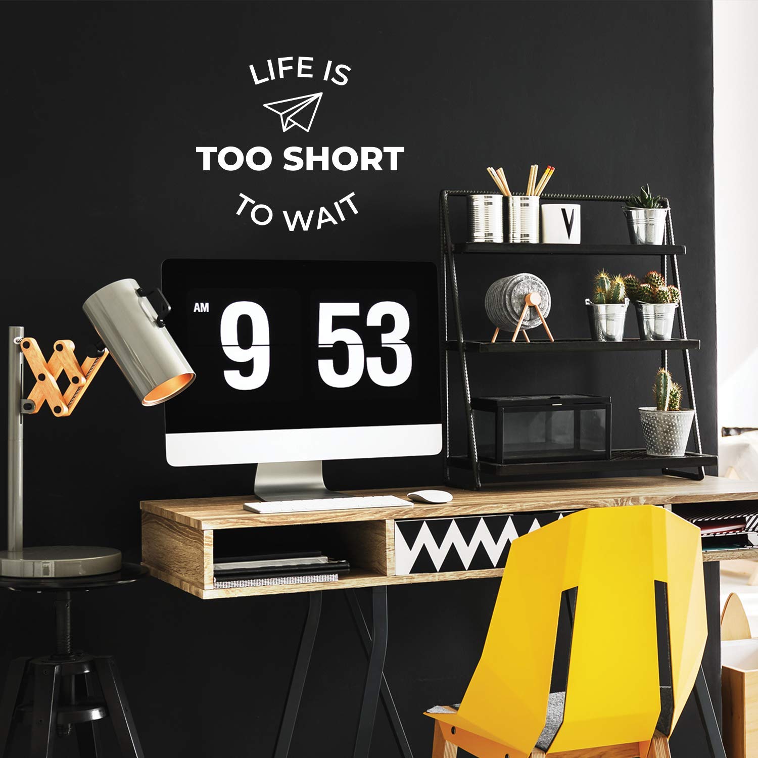 Vinyl Wall Art Decal - 'Life is Too Short to Wait' Inspirational Quote Sticker - 17