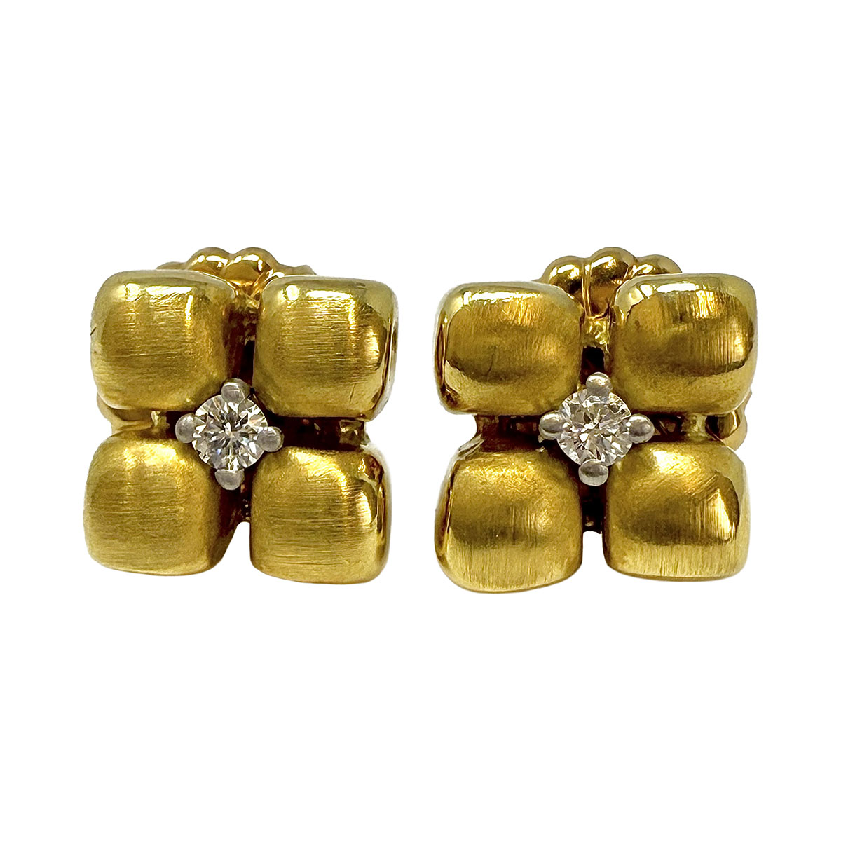 M. Stowe Square Textured Diamond Stud Earrings for Women - 14K Gold Plated Cubic Zirconia Earrings - Elegant Everyday Jewelry for Work, Date Night & Special Occasions