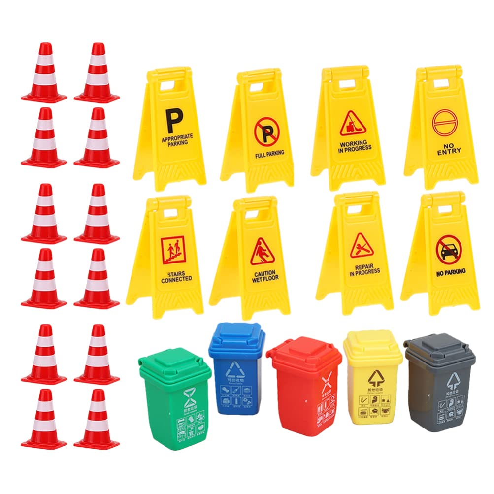 25-Piece Mini Traffic Signs Playset - Educational Road & Street Signs Toys for Kids with Electric Traffic Lights | Perfect for Learning, Pretend Play & Classroom Activities