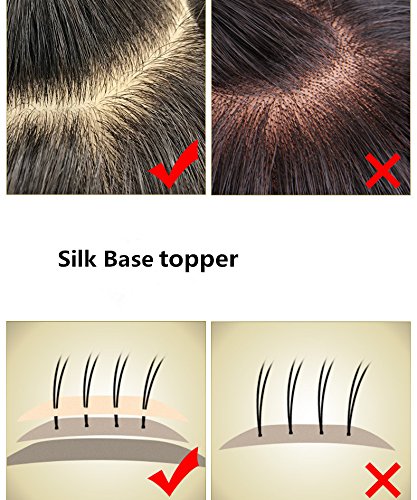 Natural Human Hair Toppers for Women - Clip In Hair Piece with Thinning Hair Solution, Invisible Silk Base 4x4 Inches, Long Hair Extensions for Volume & Coverage | Perfect for Daily Wear, Special Occasions & Hair Loss Concealment