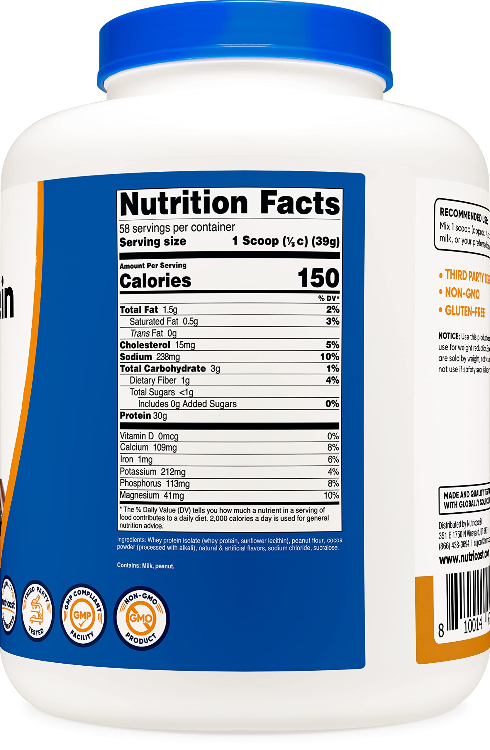 Nutricost Whey Protein Isolate Powder - Chocolate Peanut Butter Flavor, 5lb (80 Servings) | High Protein, Low Carb & Keto Friendly for Muscle Recovery & Post-Workout Shakes