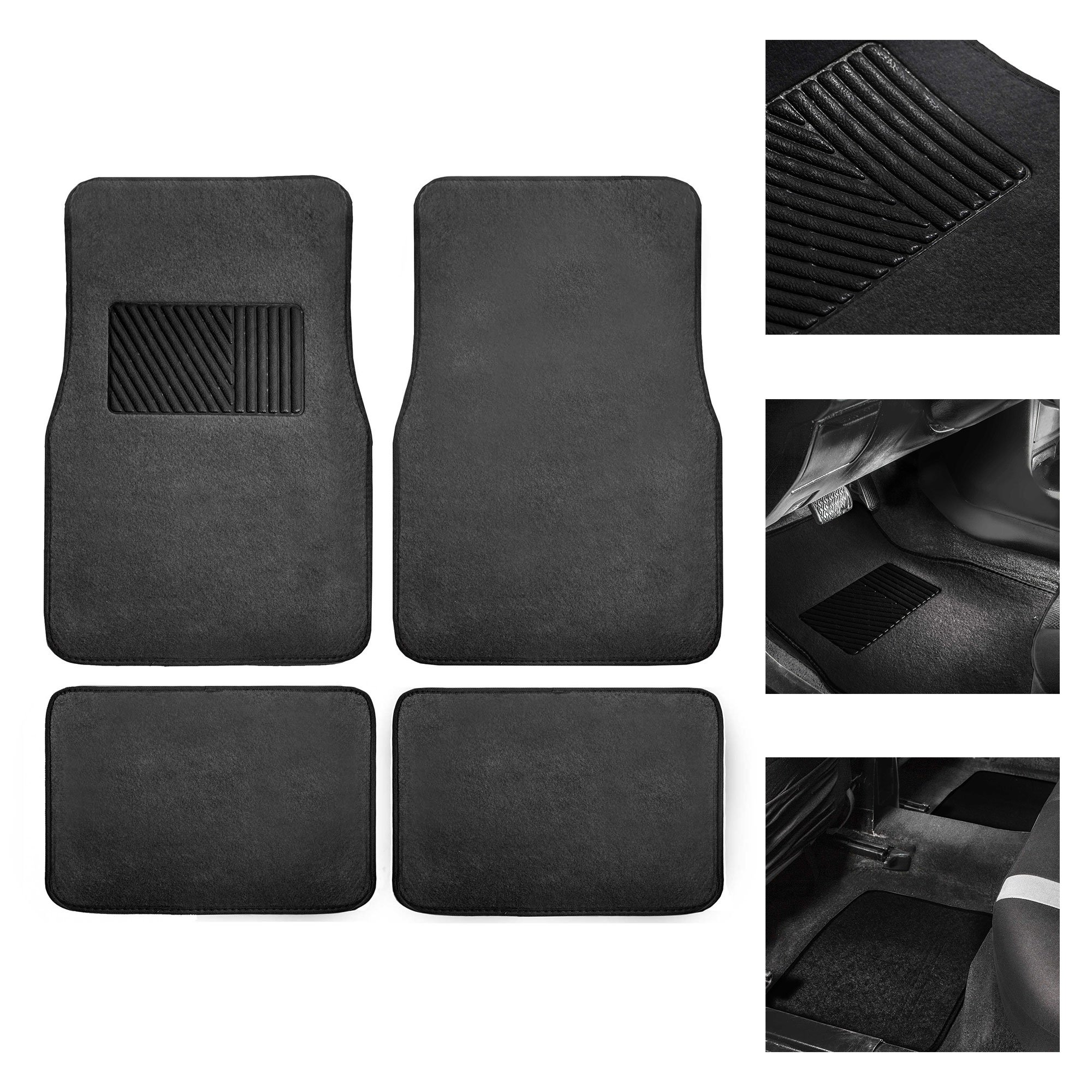 FH Group Universal Fit Car Seat Covers with Airbag Compatibility - Full Set of Breathable Flat Cloth Seat Protectors & Car Floor Mats Combo (Beige) | Perfect for SUVs, Sedans, and Trucks | Interior Protection & Comfort Upgrade