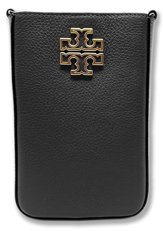 Tory Burch Britten Phone Crossbody Bag in Pebble Leather - Black | Stylish Small Shoulder Purse for Women | Perfect for Everyday Use, Travel & Date Night