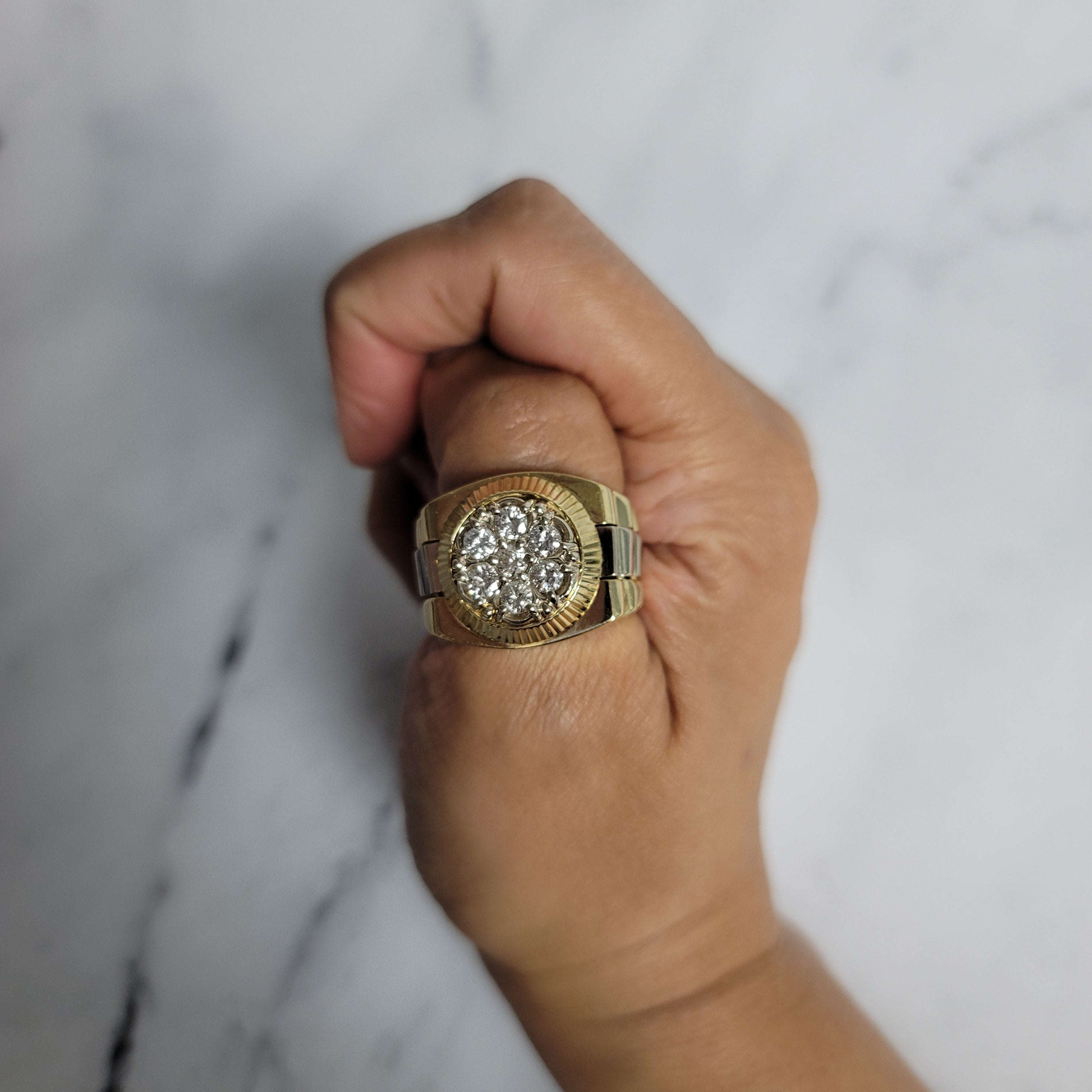 Luxury Diamond Presidential Rolex Style Cluster Ring for Men - Elegant Wedding Band, Anniversary Gift & Formal Occasion Jewelry
