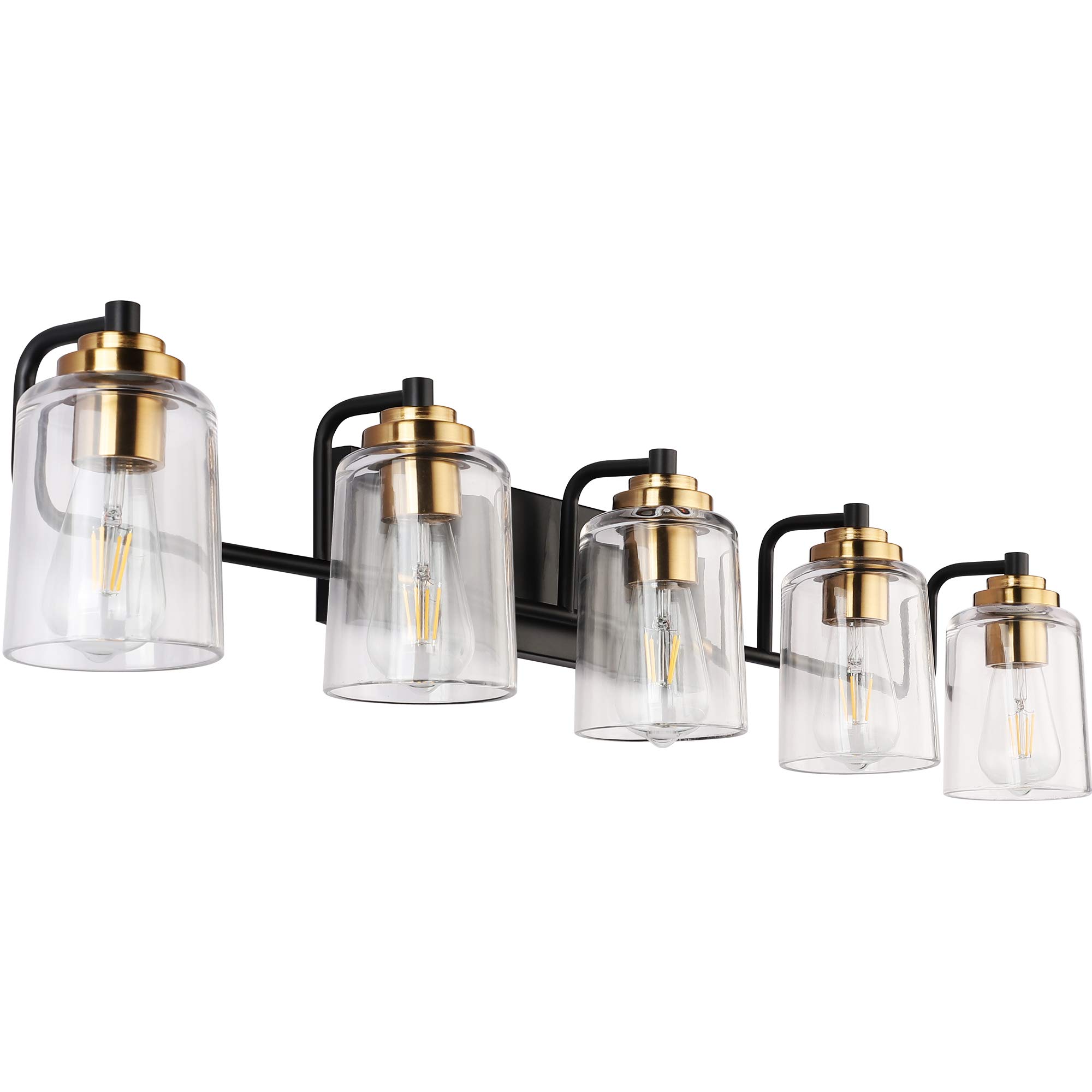 SOLFART 7600-2 & 7600-6 Vintage Vanity Light Fixtures Set - Black & Brass Bathroom Sconce Lighting (Bulbs Not Included) | Perfect for Vintage-Style Bathroom, Powder Room & Dressing Area Makeovers