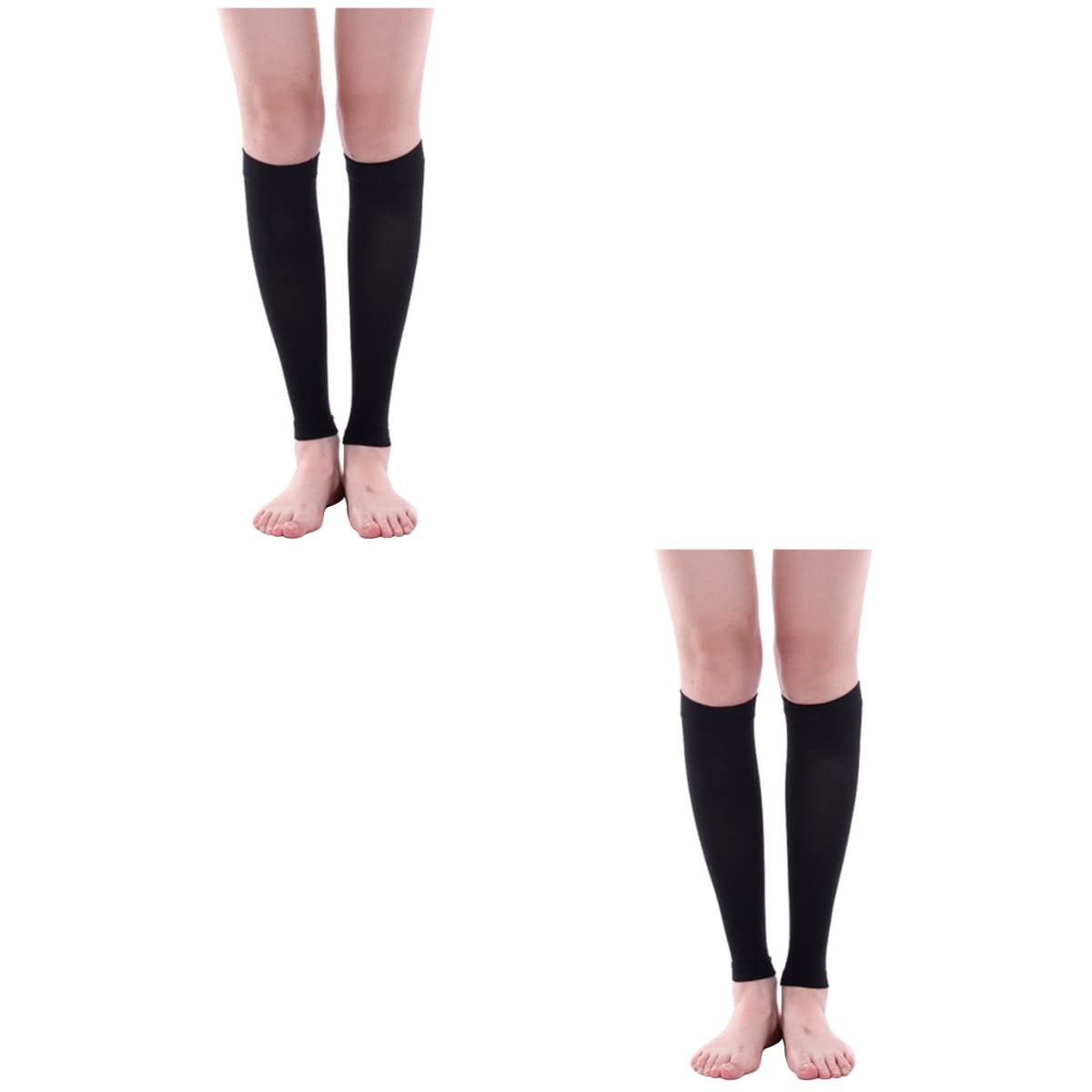 GALPADA 2 Pairs Women's Compression Socks - Breathable Calf Support Sleeves for Running, Travel & Nursing - Anti-Slip Elastic Shaper Socks for Ladies (Black, Medium)