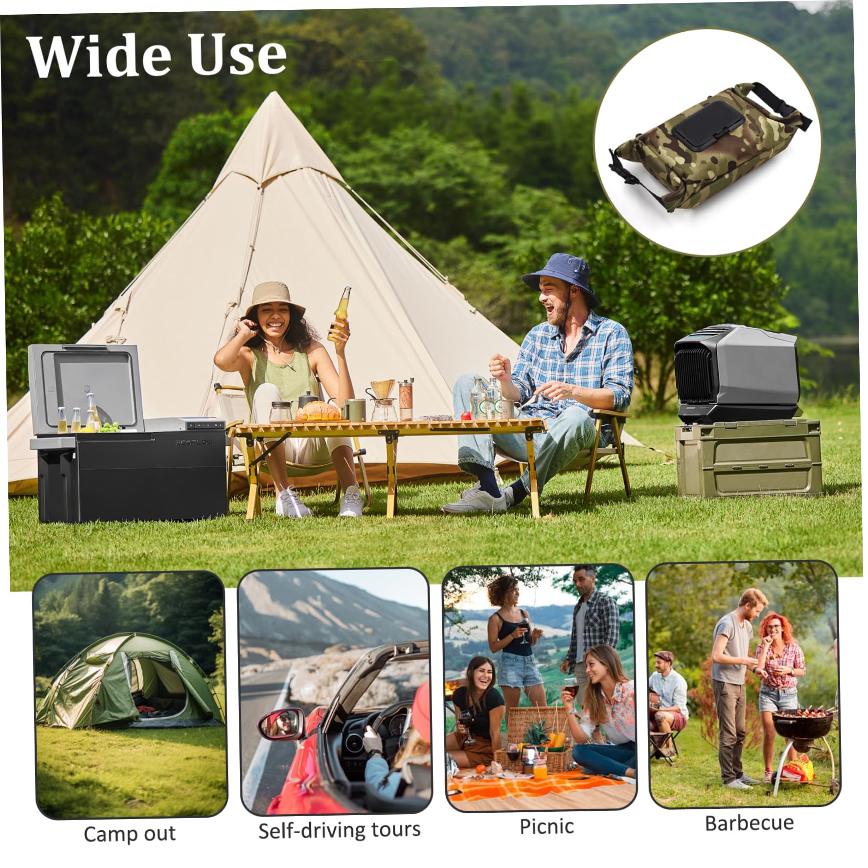 Waterproof Canvas Camping Wipes Dispenser with Press Lid - Portable Refillable Hanging Toilet Paper Case for Outdoor Adventures, Hiking, Travel & Emergency Kits (Camouflage) | Ideal for Camping, Backpacking, Road Trips & Survival Gear