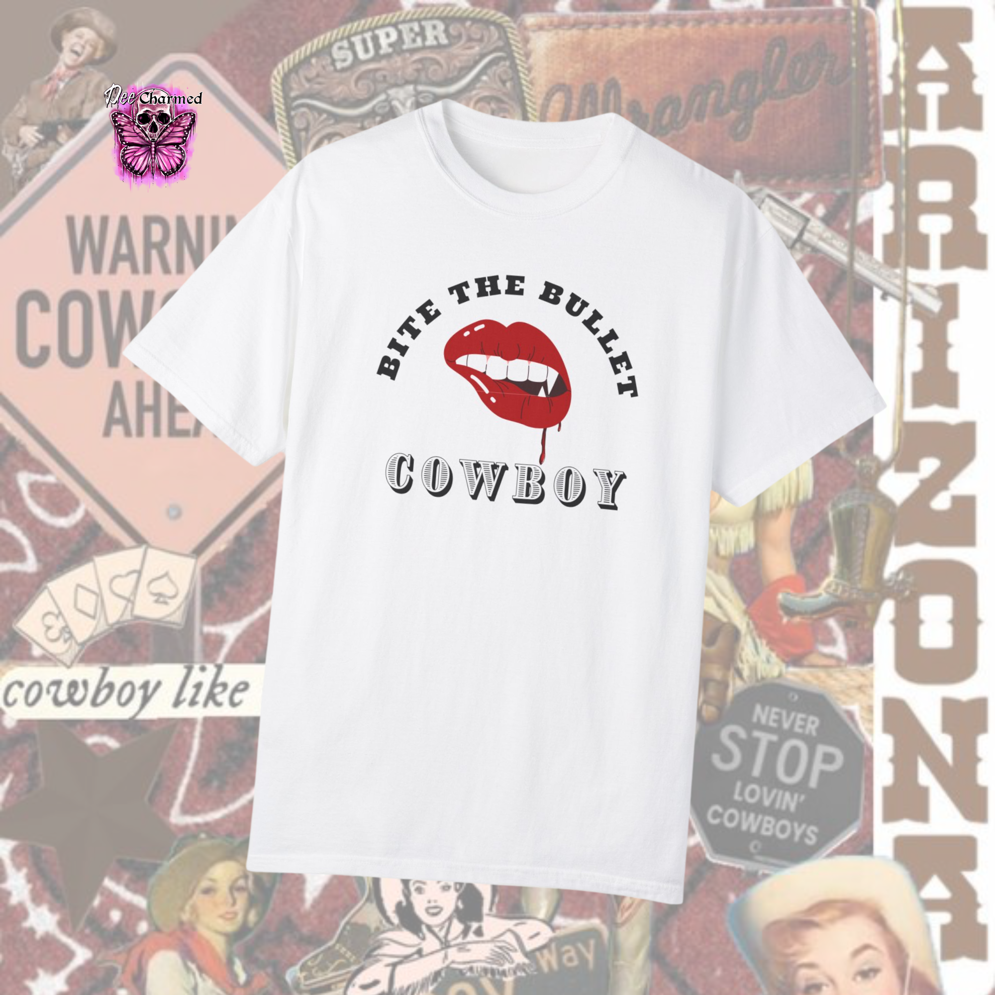 Bite The Bullet Cowboy Graphic T-Shirt - Vintage Western Style Tee for Men - Perfect for Rodeo, Country Music Festivals & Casual Wear