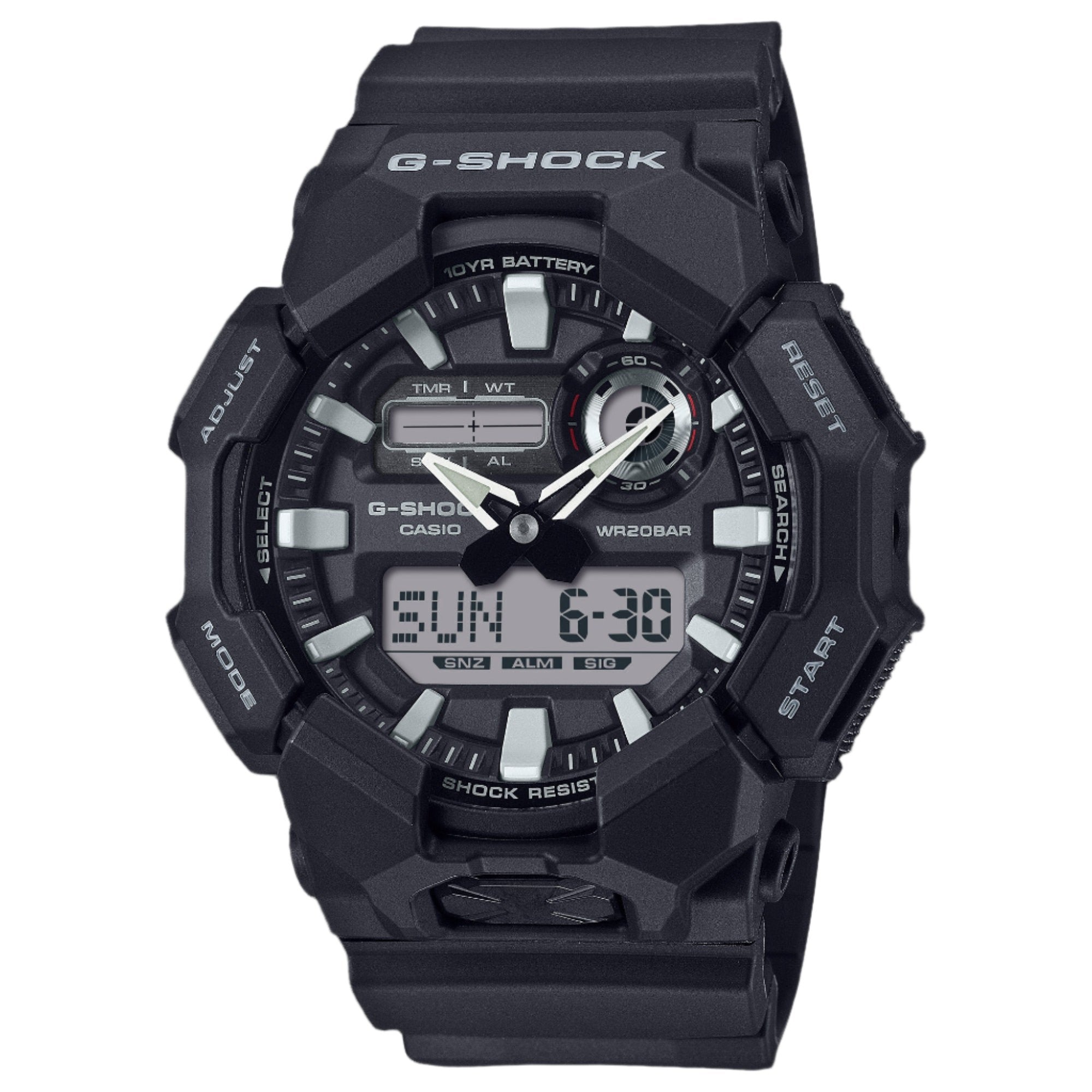 Casio G-Shock Analog-Digital Watch GA-010-1ADR - Black Resin Strap, Shock Resistant, Waterproof - Perfect for Outdoor Sports, Workouts & Everyday Wear