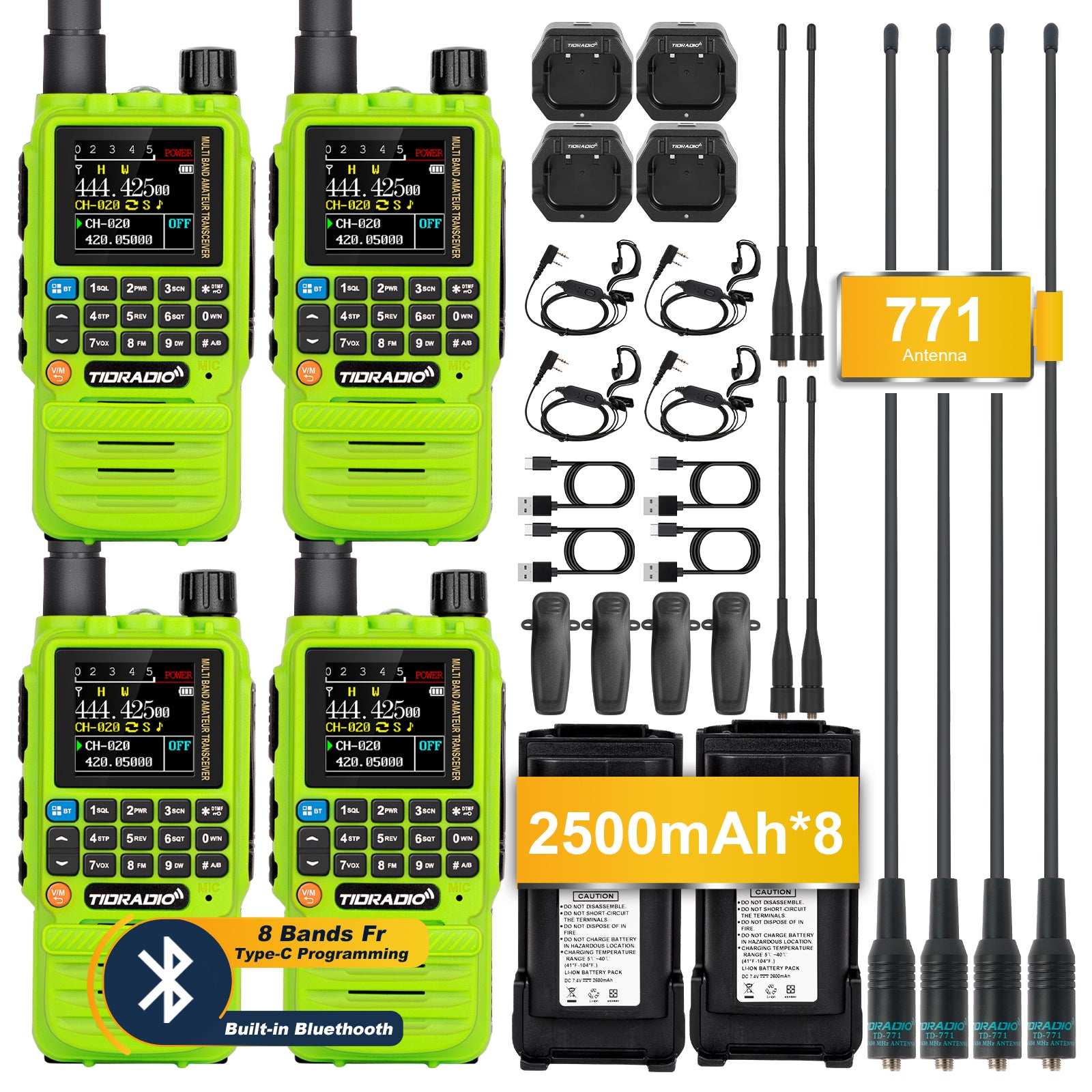 TD H3 Ham GMRS Radio 4 Pack with Spare Battery - Long Range Two Way Radios for Outdoor Adventures, Hiking, Camping & Emergency Communication