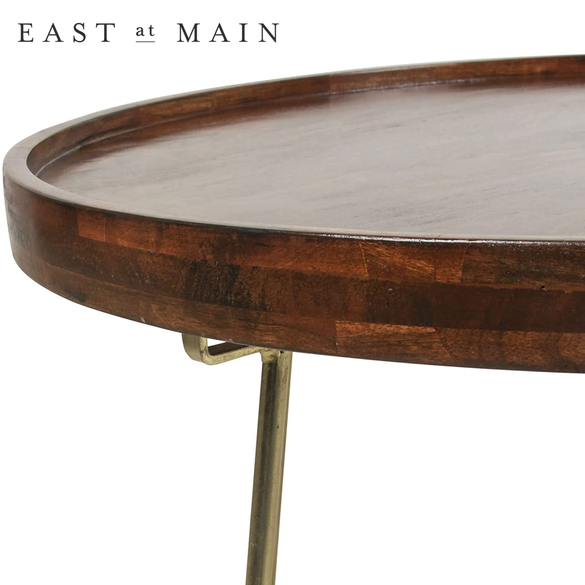 East at Main Aria Solid Mango Wood Tray Top Coffee Table - Rustic Modern Living Room Furniture for Home Decor & Entertaining