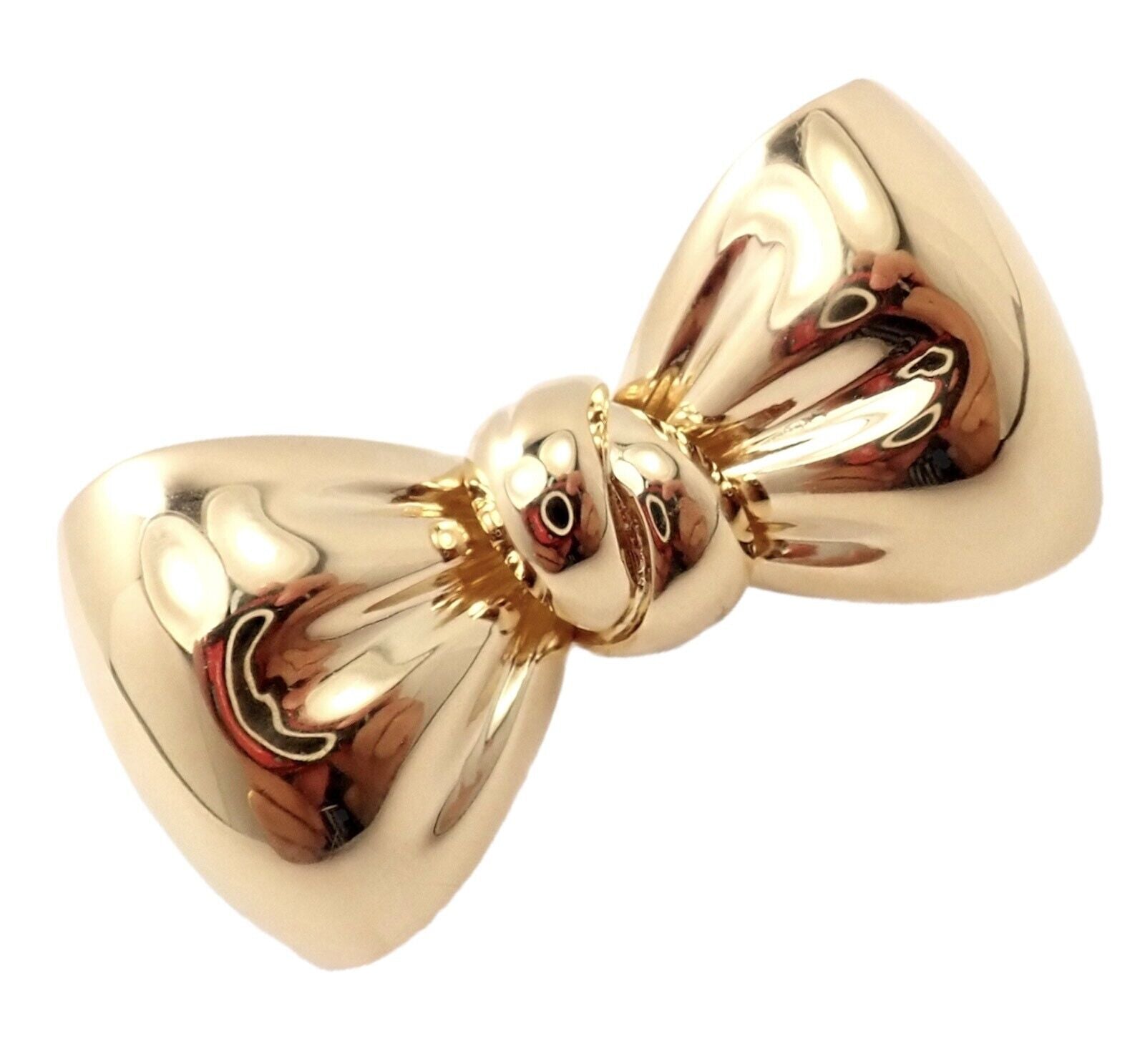 Authentic Van Cleef & Arpels 18k Yellow Gold Bow Pin Brooch - Vintage Luxury Jewelry for Women, Perfect for Weddings & Special Occasions