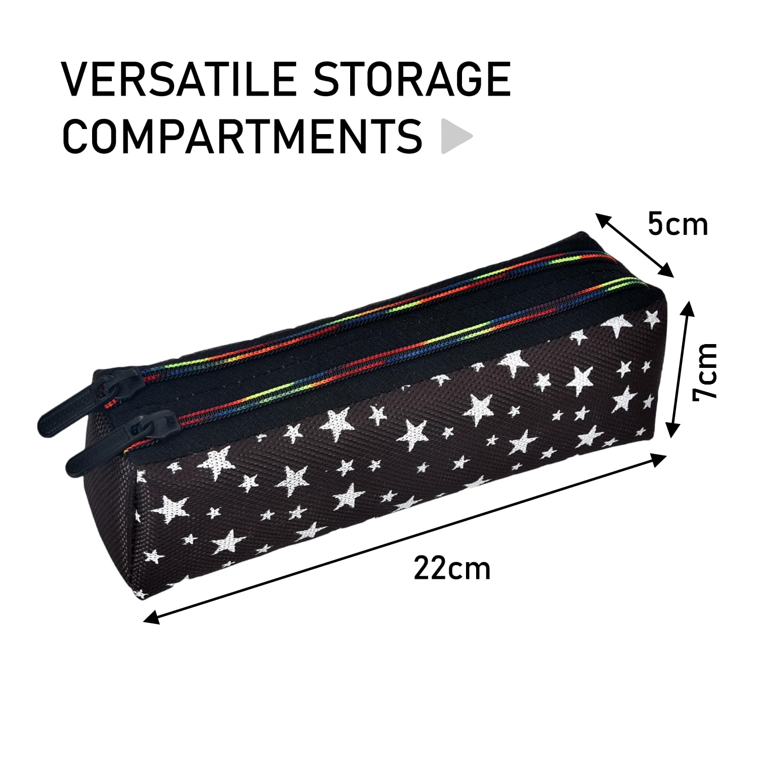 Kuber Industries Makeup Pouch & Cosmetic Bag for Women - Waterproof Travel Toiletry Organizer with Star Design - Jewelry Storage Case - Pack of 2 Black (Perfect for Travel, Gym, and Daily Use)