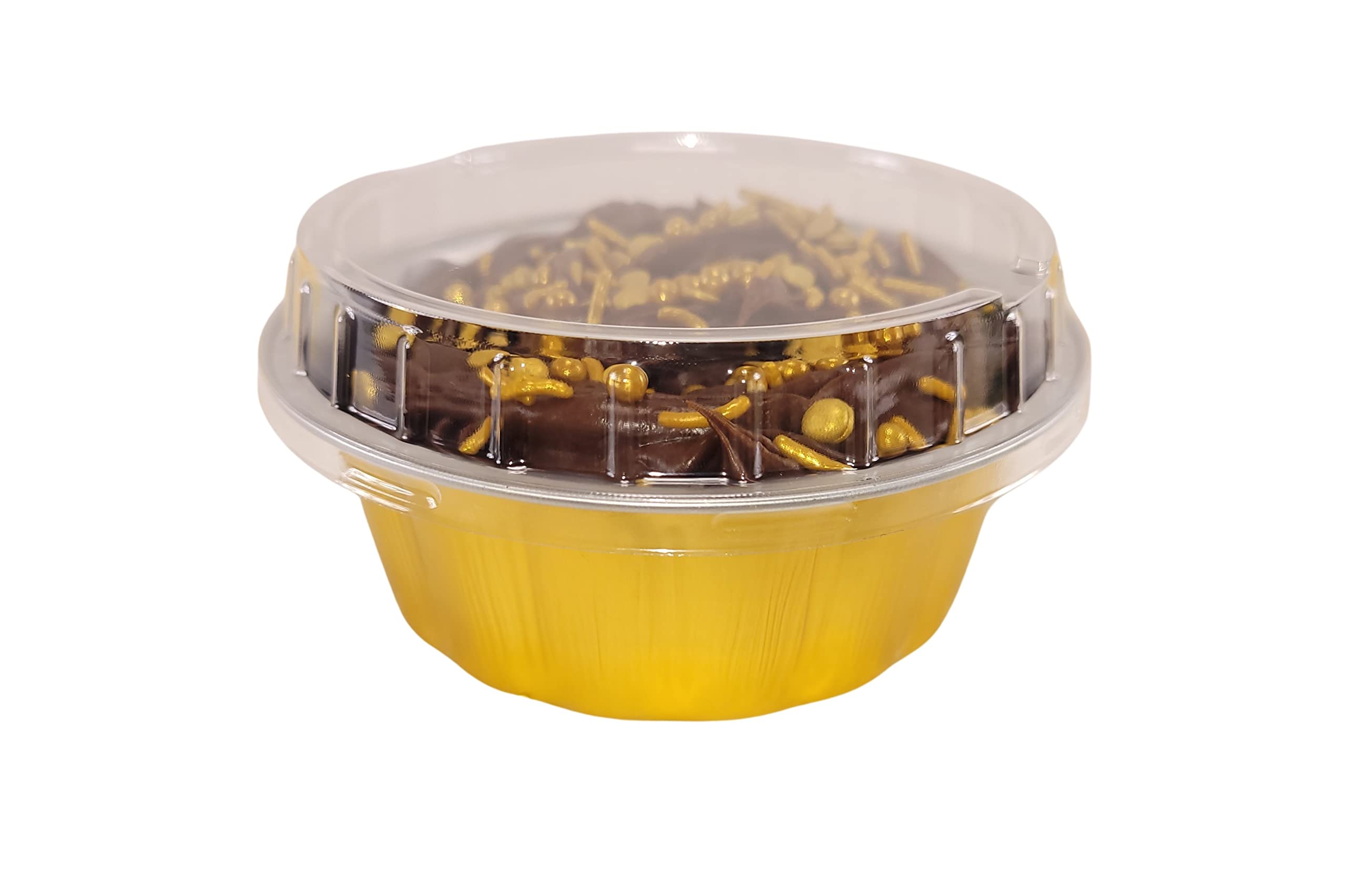 KitchenDance 8oz Disposable Gold Aluminum Foil Dessert Cups with Lids - Round Baking Tart Pans for Cakes, Pies & Pastries - Perfect for Home Baking, Party Serving & Food Storage (Pack of 1000)