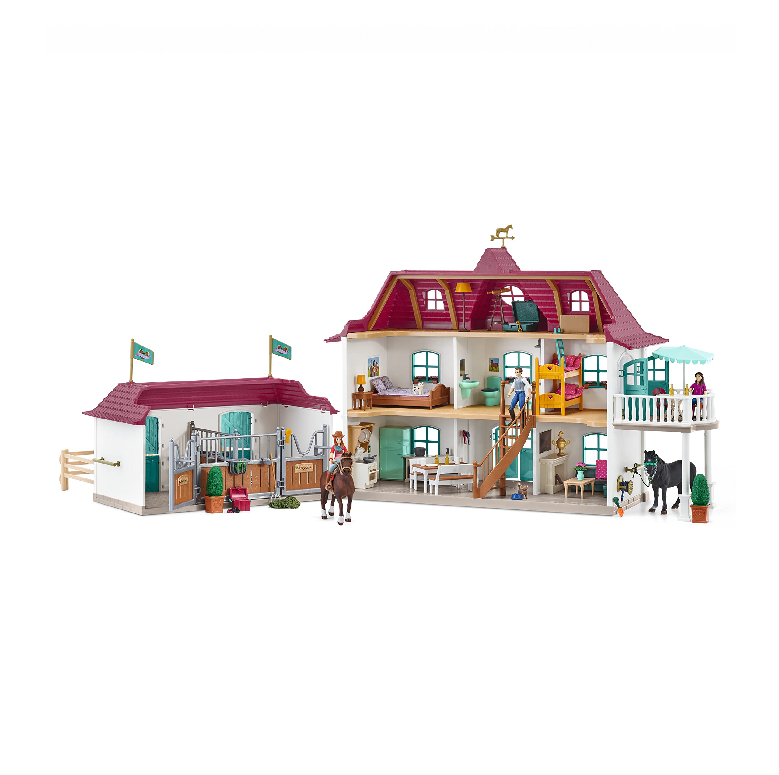 Schleich Horse Club 70-Piece Playset - Realistic Horse Toys for Kids Ages 5-12, Lakeside Country House & Stable - Perfect for Imaginative Play, Farm Adventures & Collectible Display