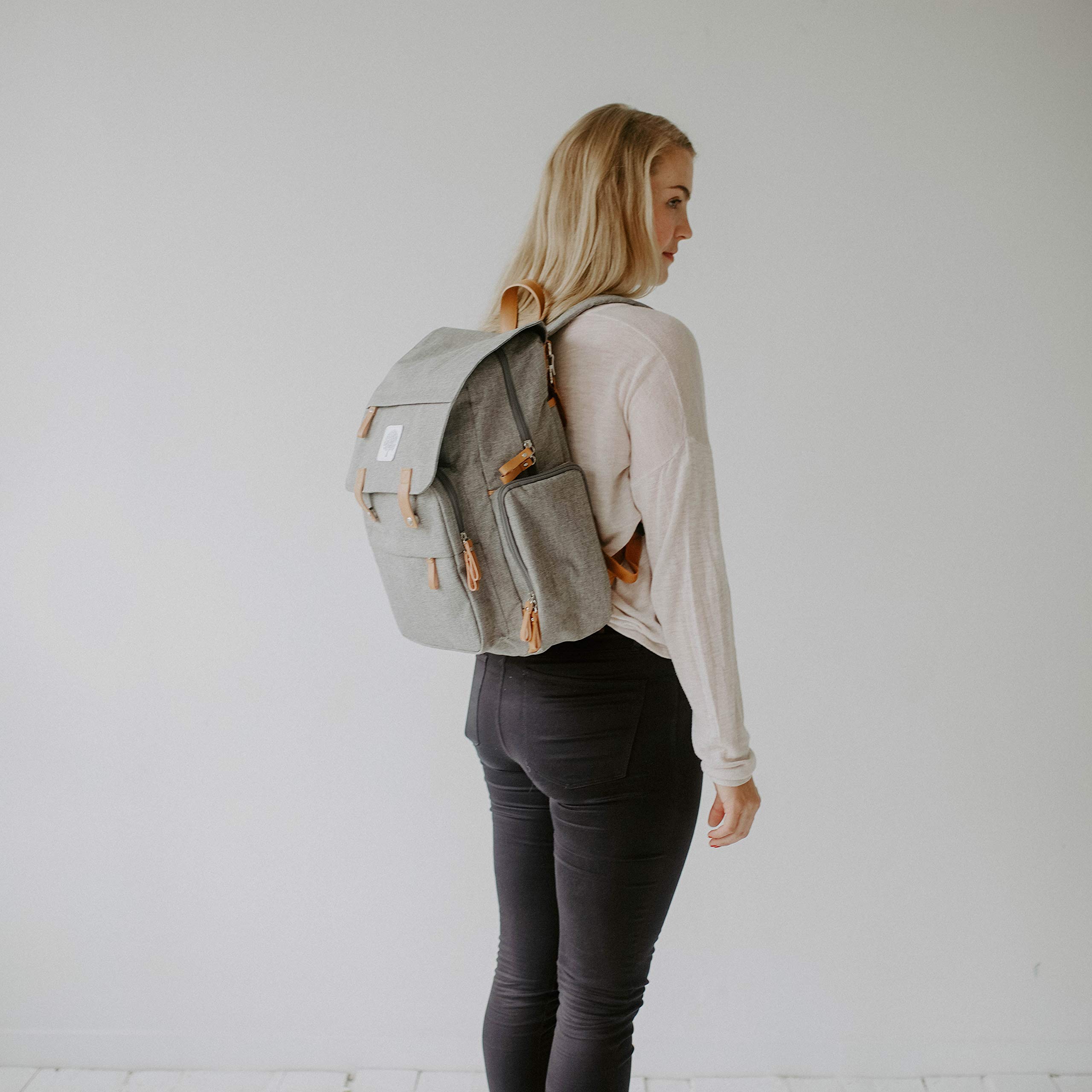 Parker Baby Diaper Backpack with Insulated Pockets & Changing Pad - Waterproof Baby Bag with Stroller Straps & Laptop Compartment | Perfect for Travel, Daycare & On-the-Go Parents (Birch Bag)