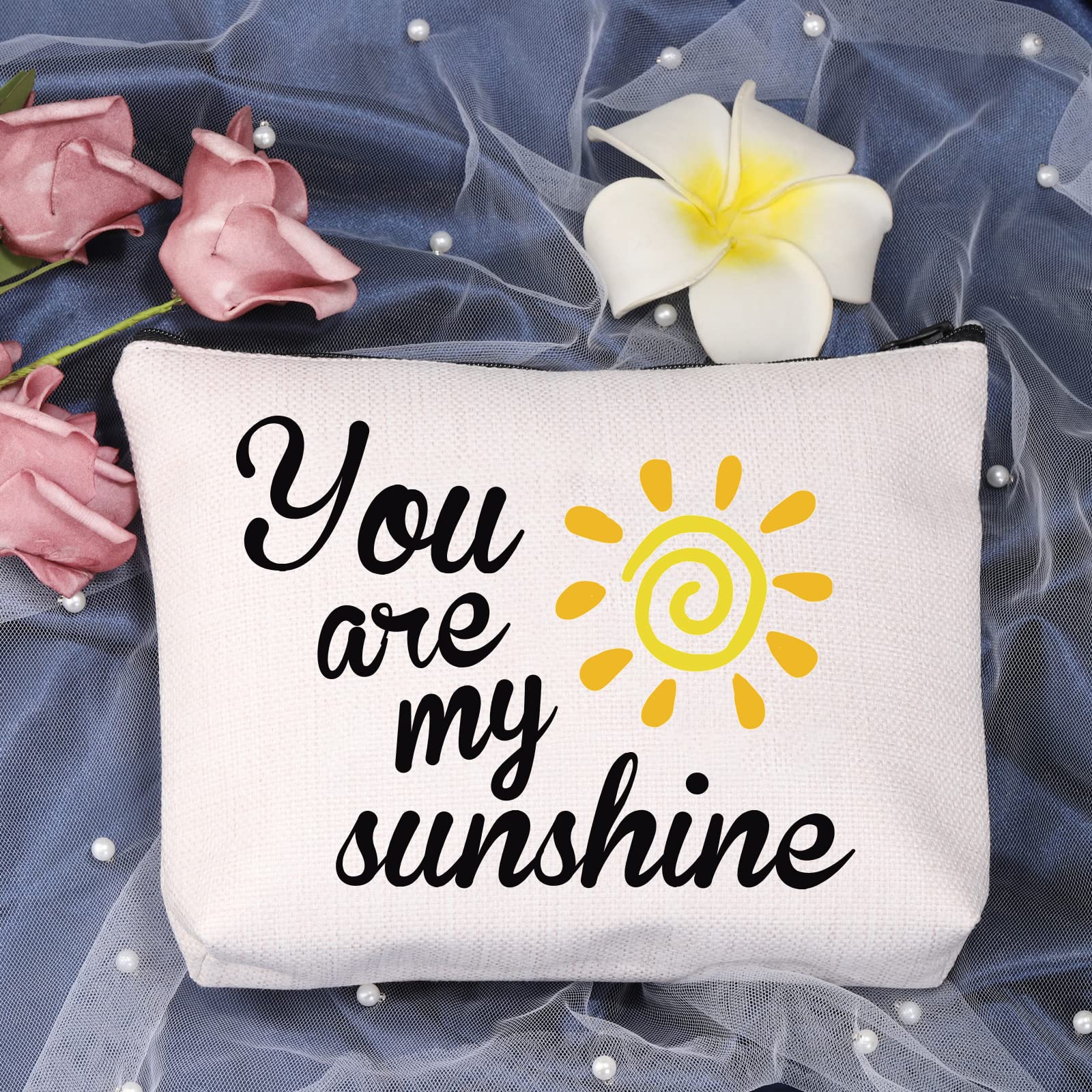 LEVLO Sunshine Makeup Bag - Waterproof Cosmetic Organizer with Zipper, Cute 