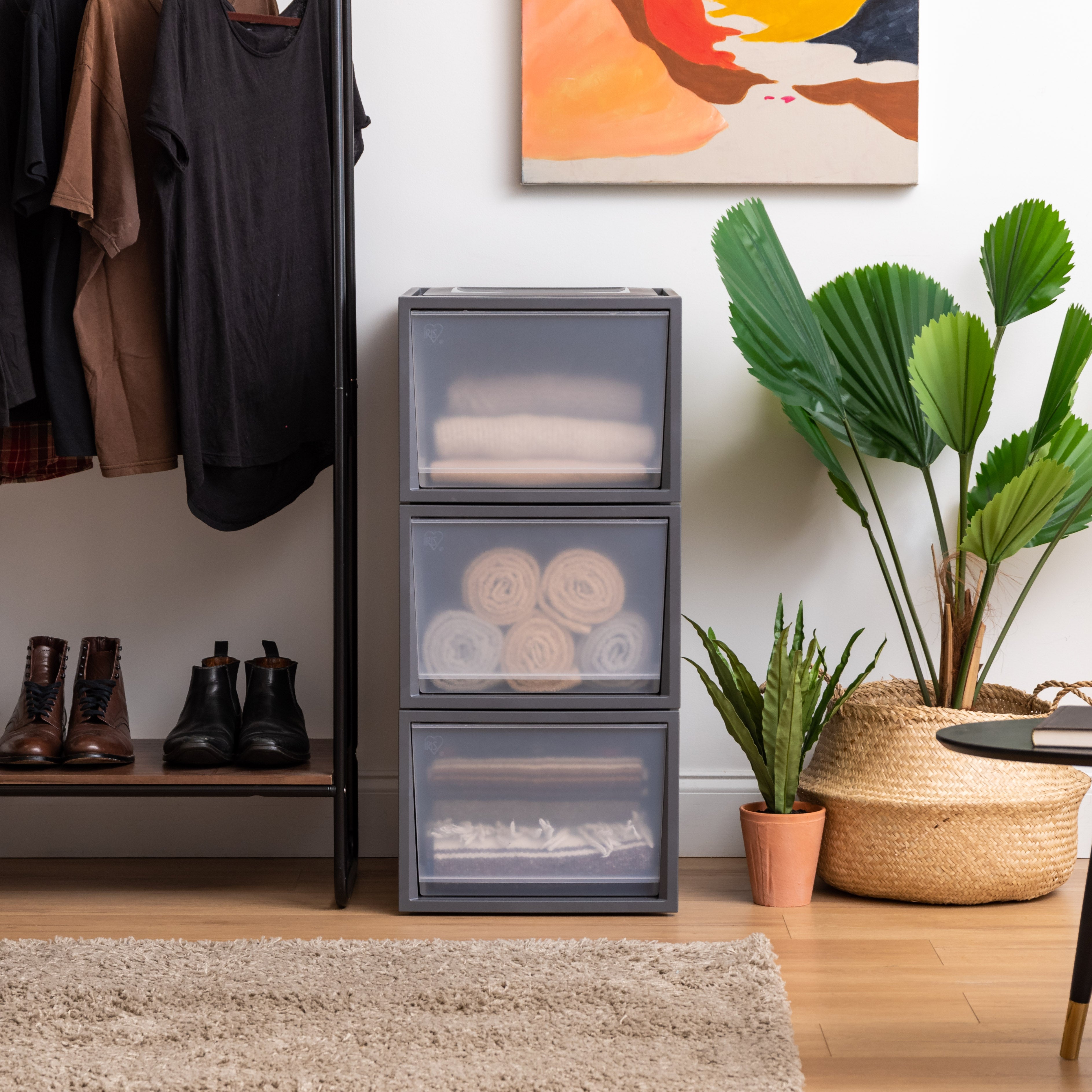 3-Pack Gray Deep Storage Box Chest Drawers for Organizing Clothes, Toys & Home Essentials - Perfect for Bedroom, Closet & Office Organization