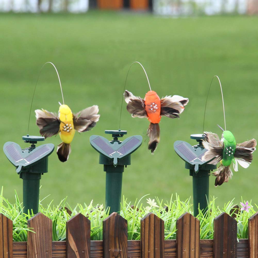 Solar Powered LED Hummingbird Garden Decor - Flying Feather Wing Solar Bird Ornament for Yard & Patio | Outdoor Solar Garden Decoration for Lawn, Flower Beds & Backyard