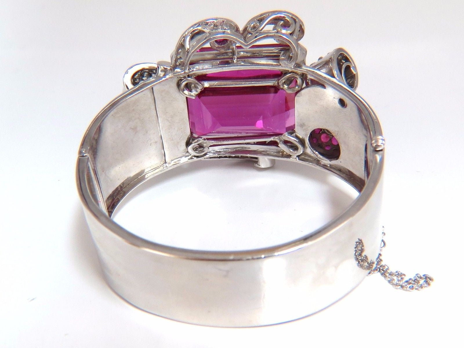 Elegant Pink Sapphire Diamond Ruby Bangle Bracelet - Parisian Deco Style for Women | Perfect for Weddings, Parties & Special Occasions