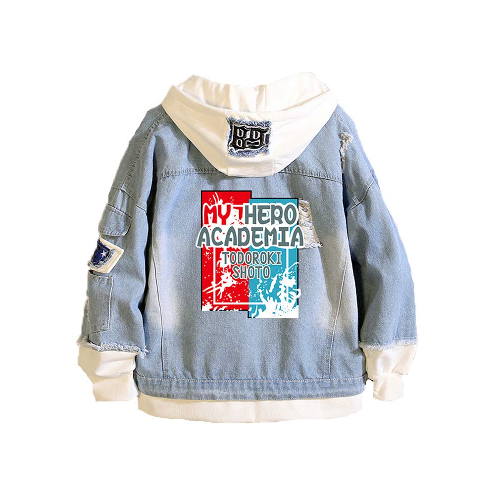 NECHARI Denim Jacket with Hood - Stylish Pullover Sweatshirt Coat for Teens | Casual Outfit & Cosplay Costume | Perfect for School, Streetwear, and Anime Conventions