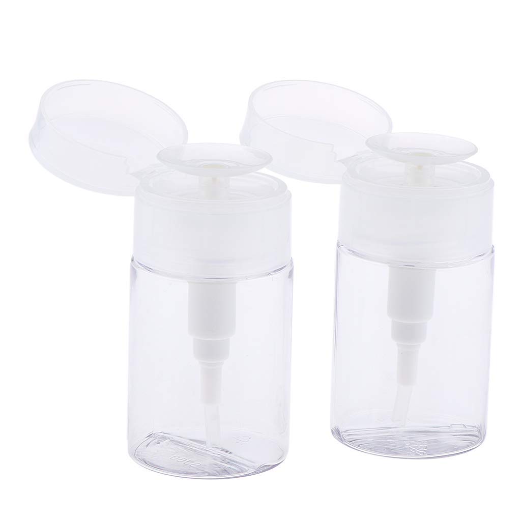 2-Pack Clear 60ml Pump Dispenser Bottles for Liquid Soap, Hand Sanitizer & Alcohol - Push Down Soap Dispenser with Leak-Proof Design for Bathroom, Kitchen & Office Use