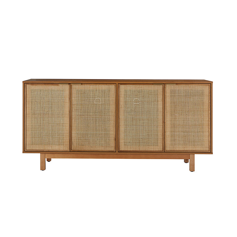 Otmar 63-Inch Wide Natural Rattan Mesh Sideboard with Storage - Multi-Purpose Buffet Cabinet for Dining Room, Living Room, or Entryway - Perfect for Home Decor and Organizing Dishes, Linens & More