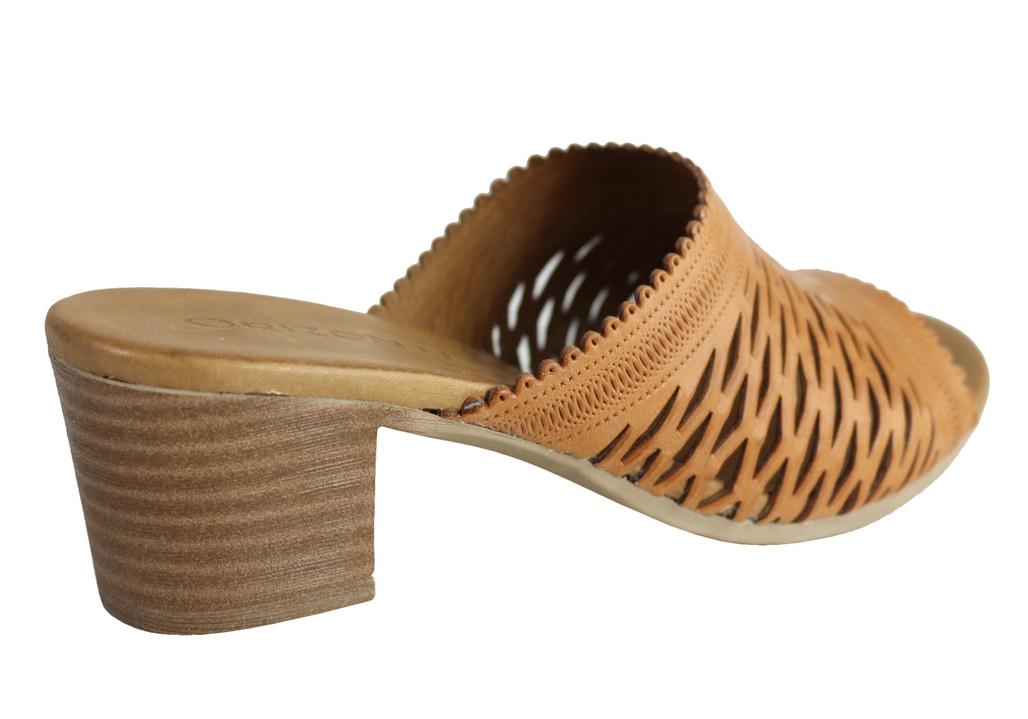 Orizonte Jilly Women's European Leather Mid Heel Comfort Slides Sandals - Stylish & Comfortable Summer Shoes for Walking, Travel & Casual Outings