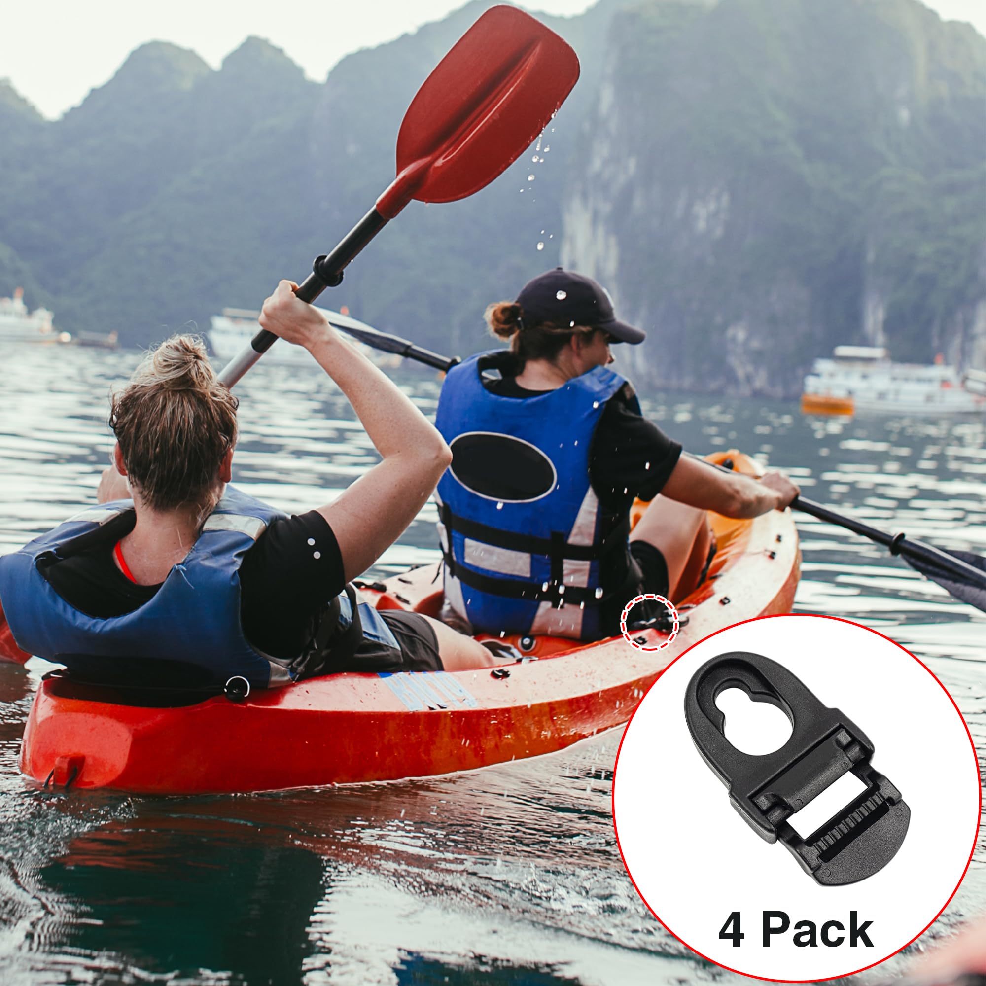 4 Sets Kayak Seat Clips and Hooks - Replacement Parts for Lifetime Emotion Kayaks | Durable Black Kayak Accessories for Fishing & Recreational Paddling