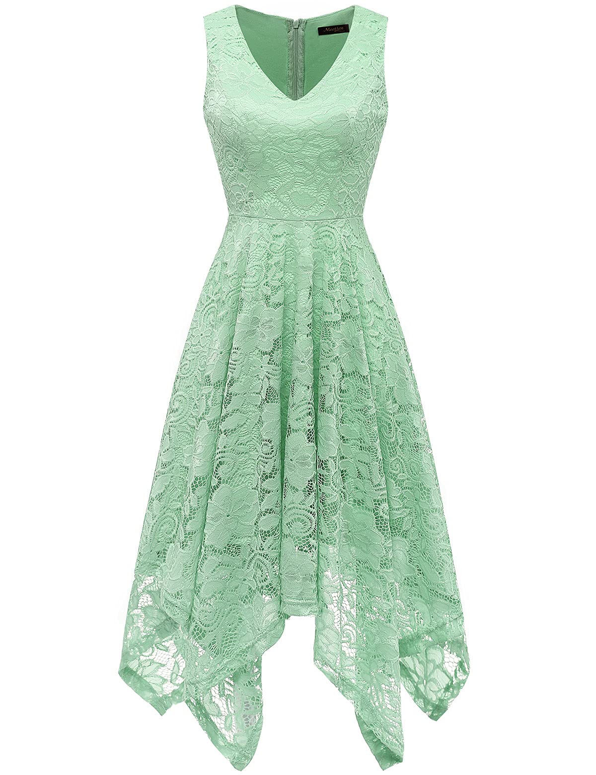 Vintage Floral Lace Dress for Women - Elegant Asymmetrical Cocktail Dress with Handkerchief Hem | Perfect for Weddings, Parties & Formal Events