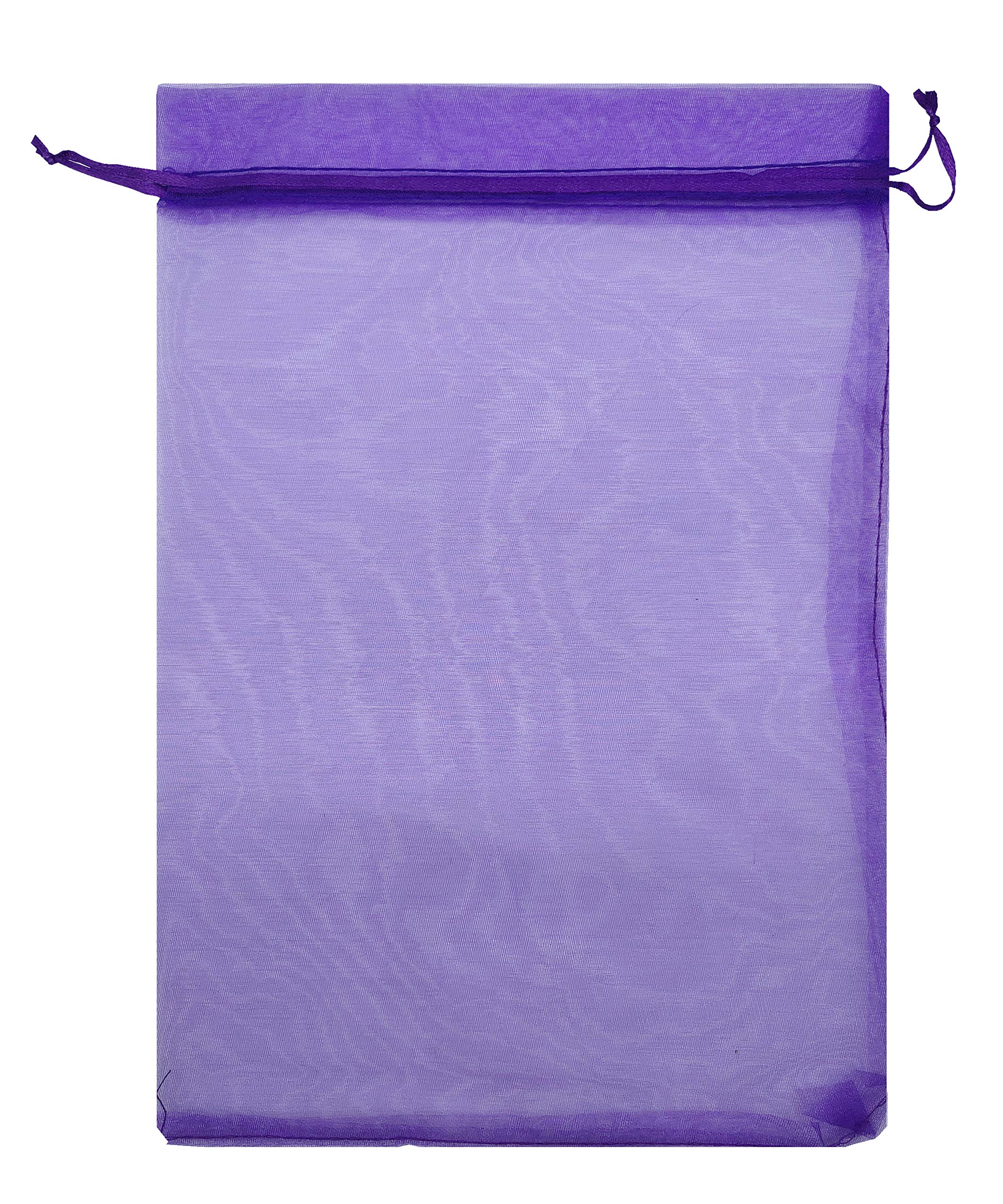 Ankirol 100pcs Sheer Organza Favor Bags 8x12 Inches - Large Purple Organza Drawstring Gift Bags for Wedding Favors, Party Decorations, Jewelry Packaging & DIY Crafts