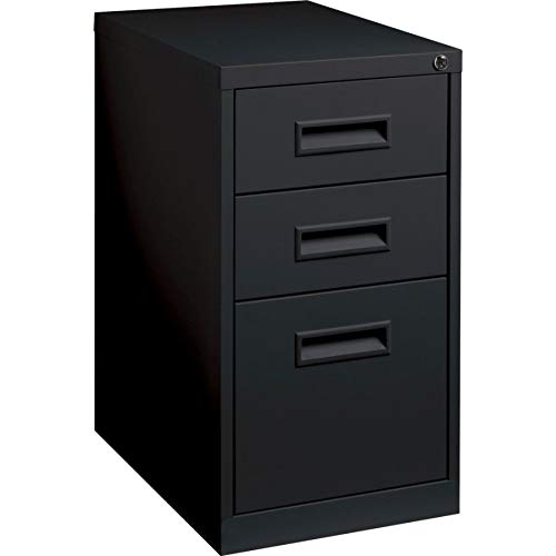 Lorell Black 1-Divider Mobile Pedestal File Cabinet - 15