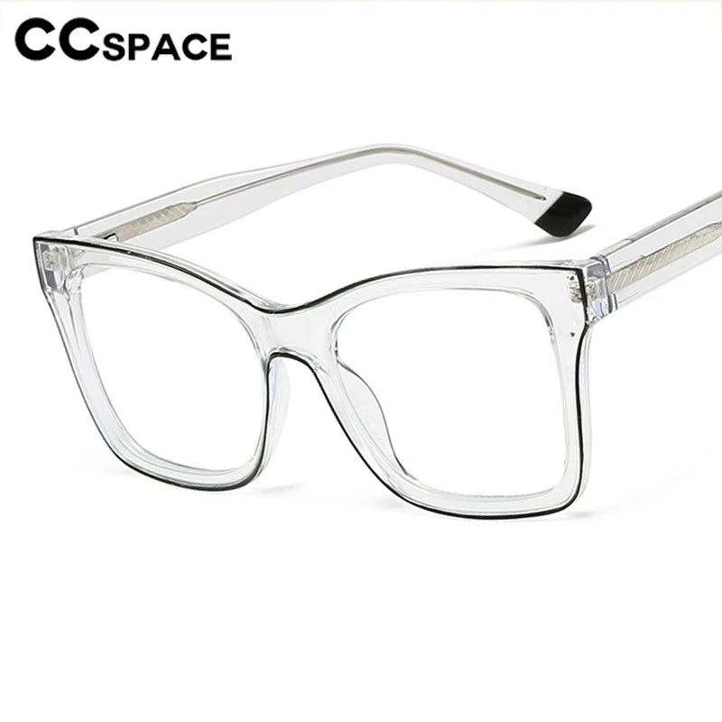 CCspace Women's Full Rim Square Cat Eye Polycarbonate Eyeglasses Frame - Lightweight & Durable for Work, Reading & Fashion (Style 301337)