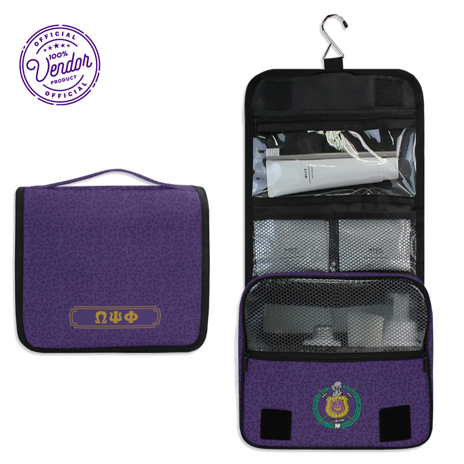 BBGreek Omega Psi Phi Fraternity Toiletry Travel Bag Organizer - Official Licensed Greek Merchandise for College Students & Alumni - Perfect for Dorm, Gym, and Business Trips