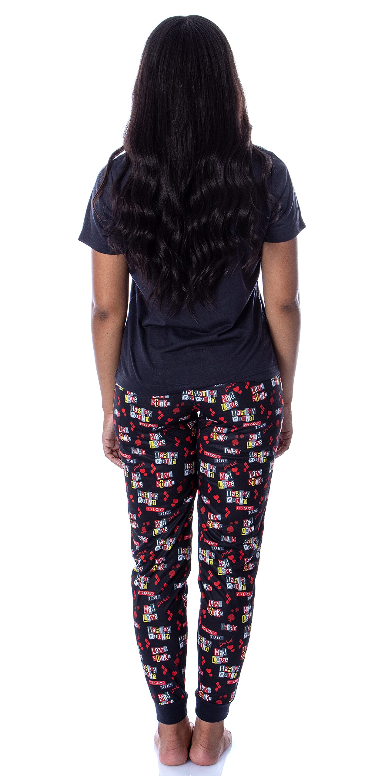 DC Comics Women's Harley Quinn Mad Love 2-Piece Pajama Set - Soft Cotton Sleepwear for Women, Lounge Pants & Top - Perfect for Cosplay, Halloween, Comic Con & Relaxing at Home